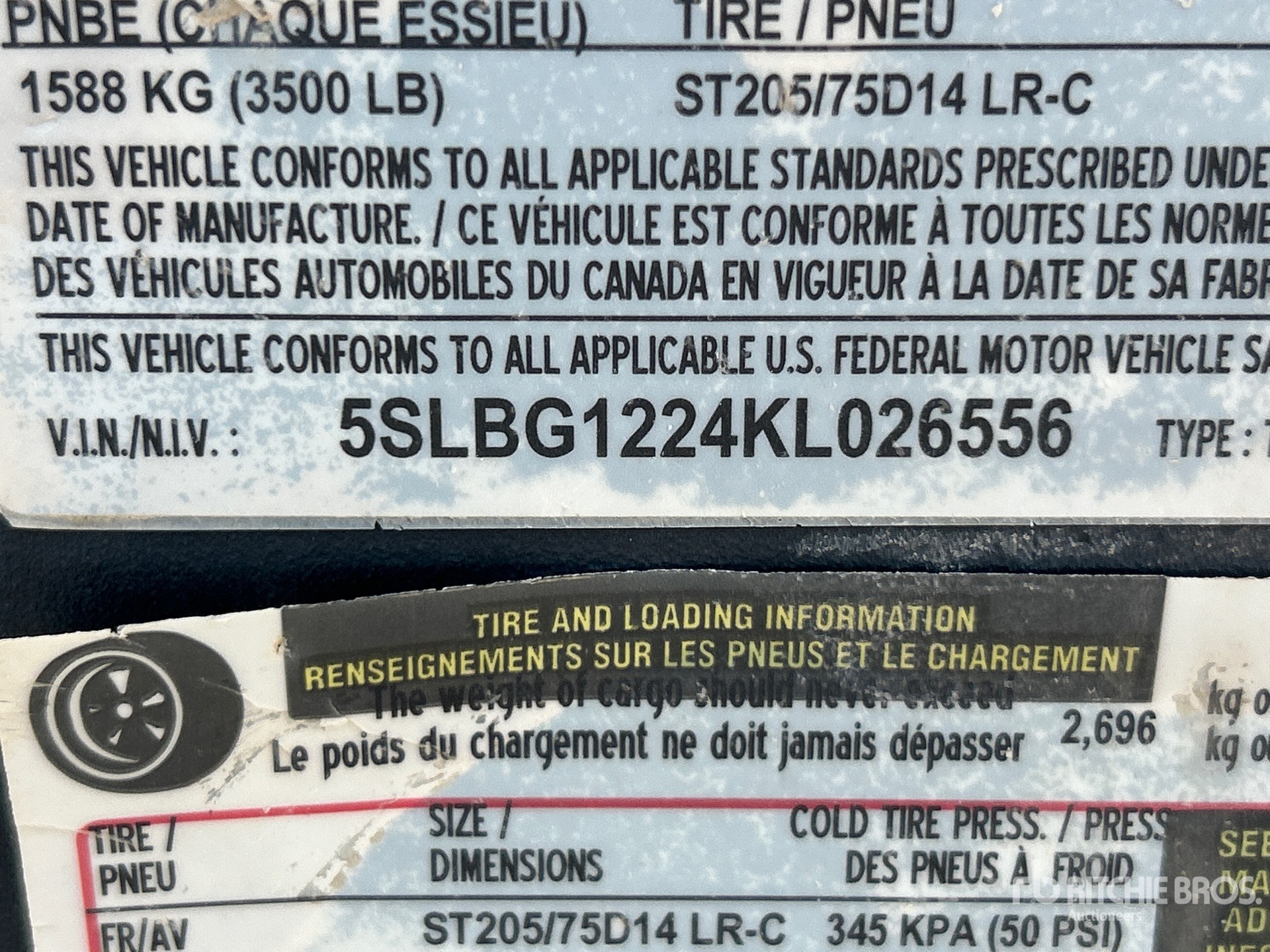 General Appearance with Serial Number / VIN
