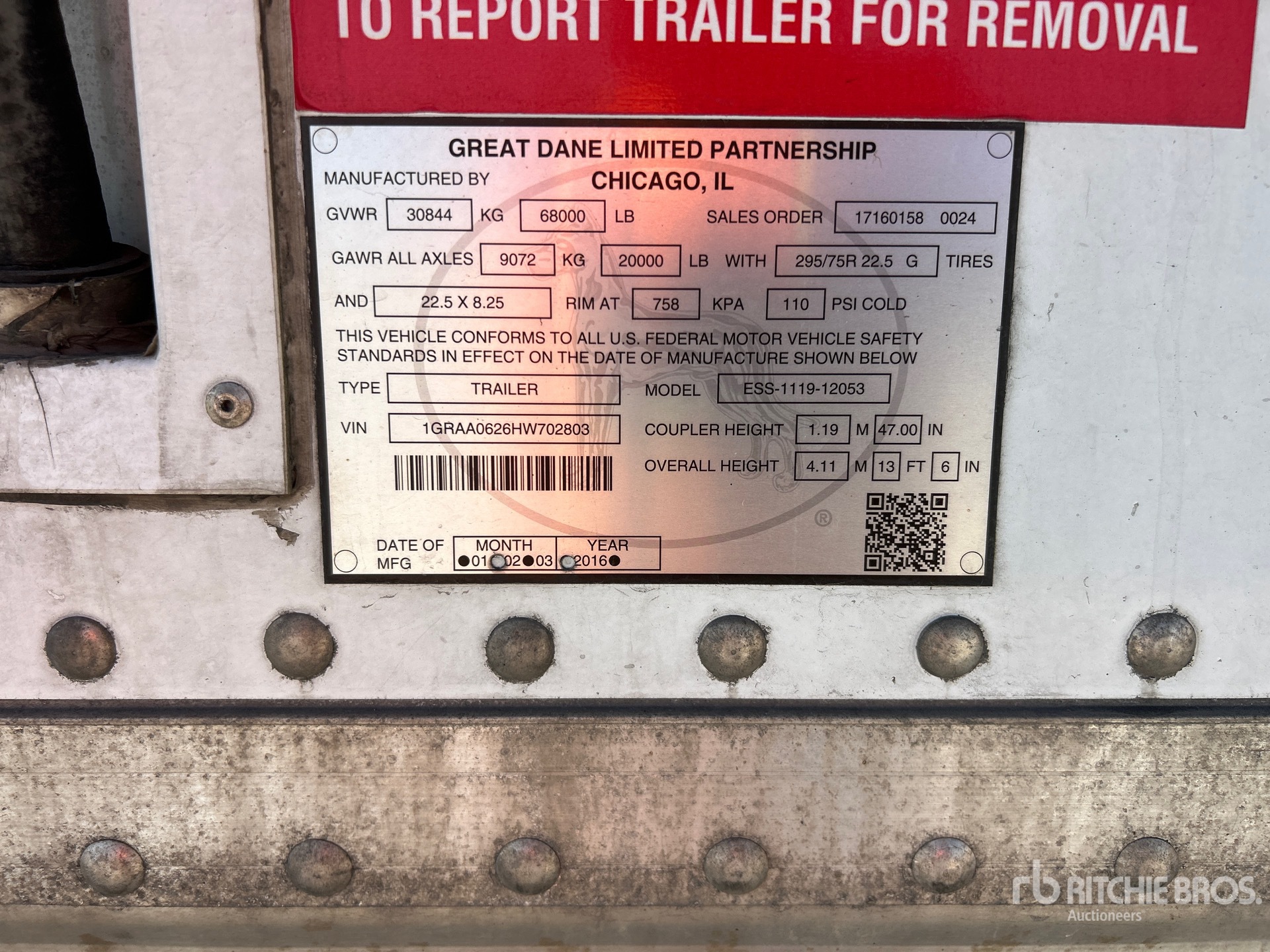 General Appearance with Serial Number / VIN
