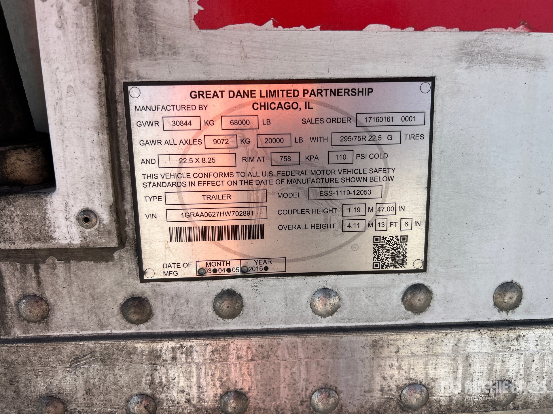 General Appearance with Serial Number / VIN