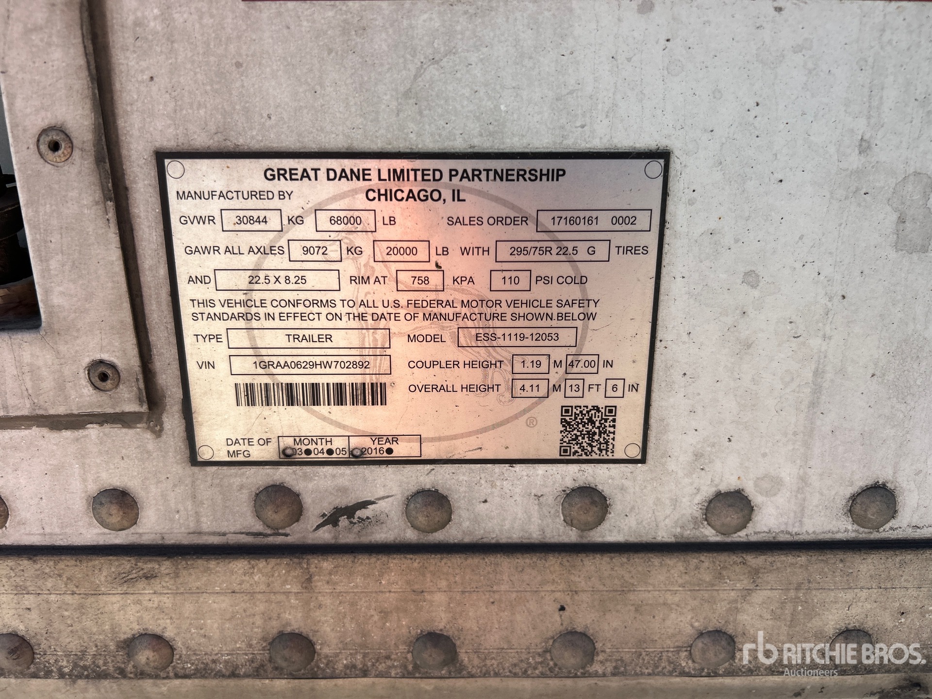 General Appearance with Serial Number / VIN