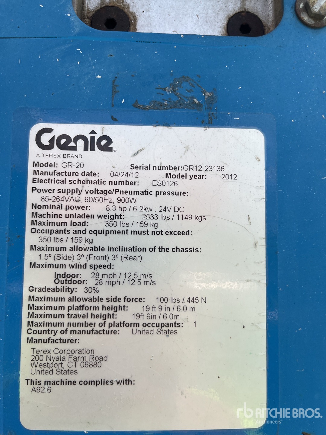 2012 Genie GR-20