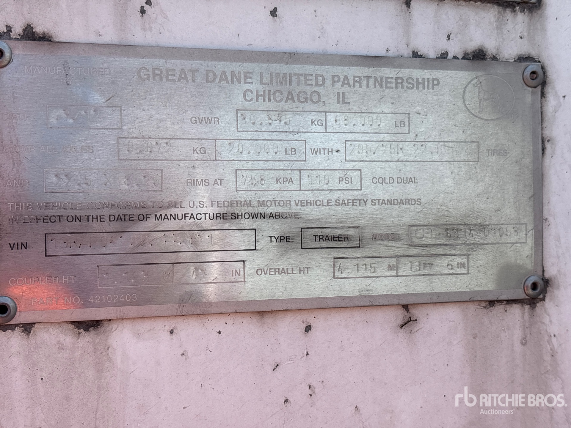2013 Great Dane 53 FT X 102 IN T/A