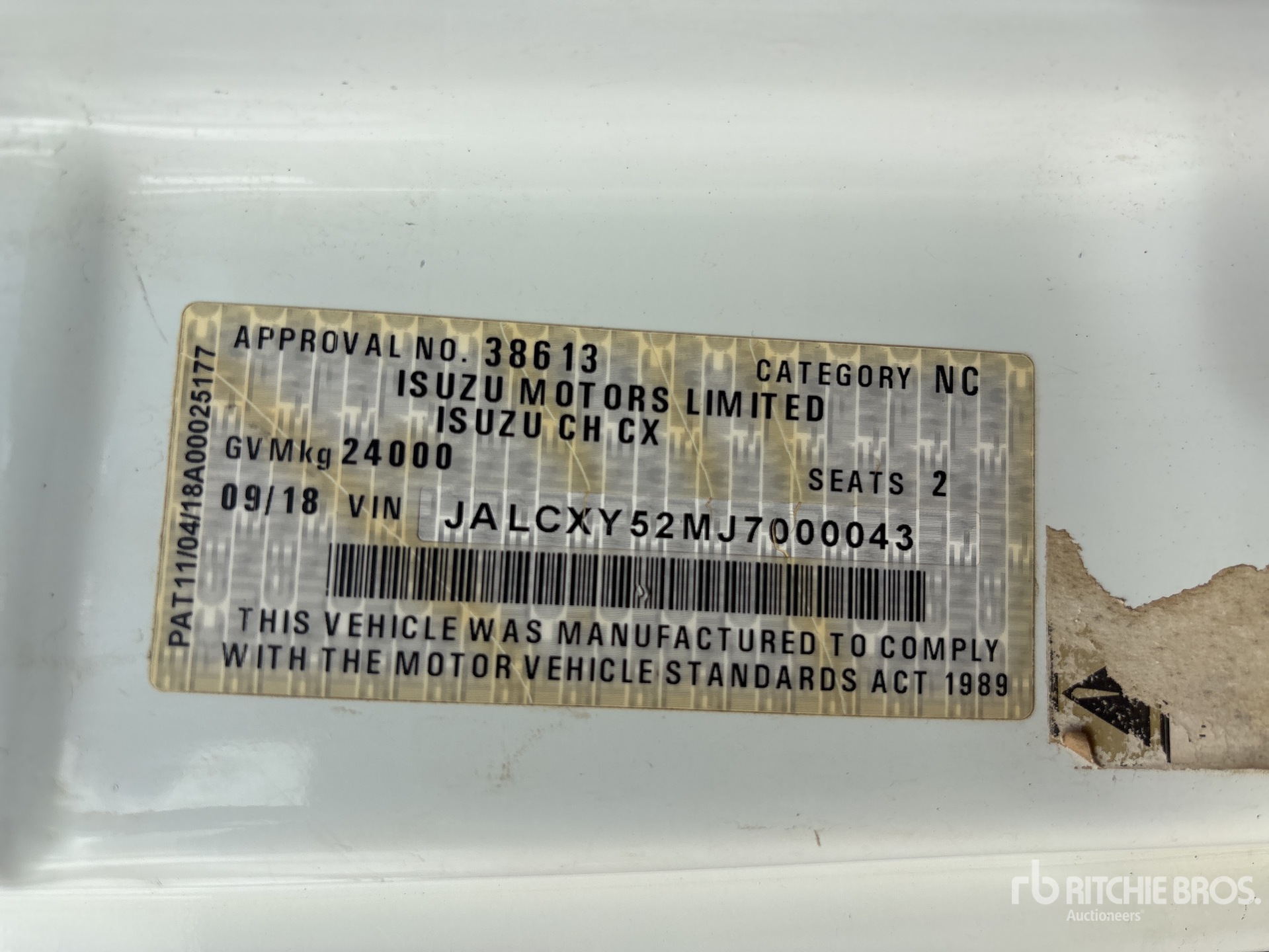 General Appearance with Serial Number / VIN