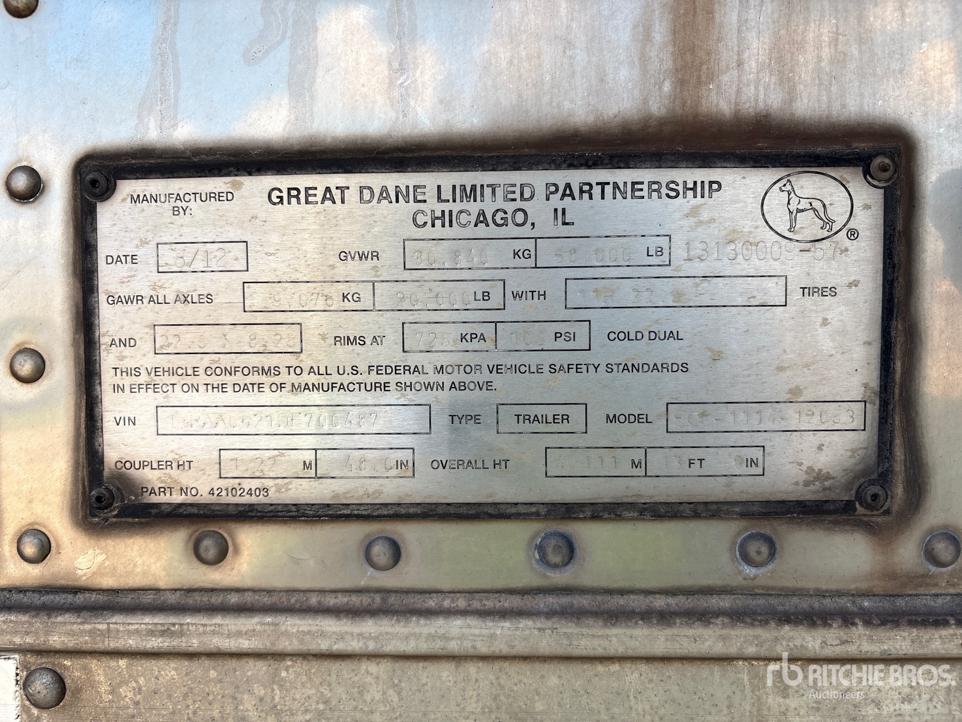 2013 Great Dane 53 ft T/A