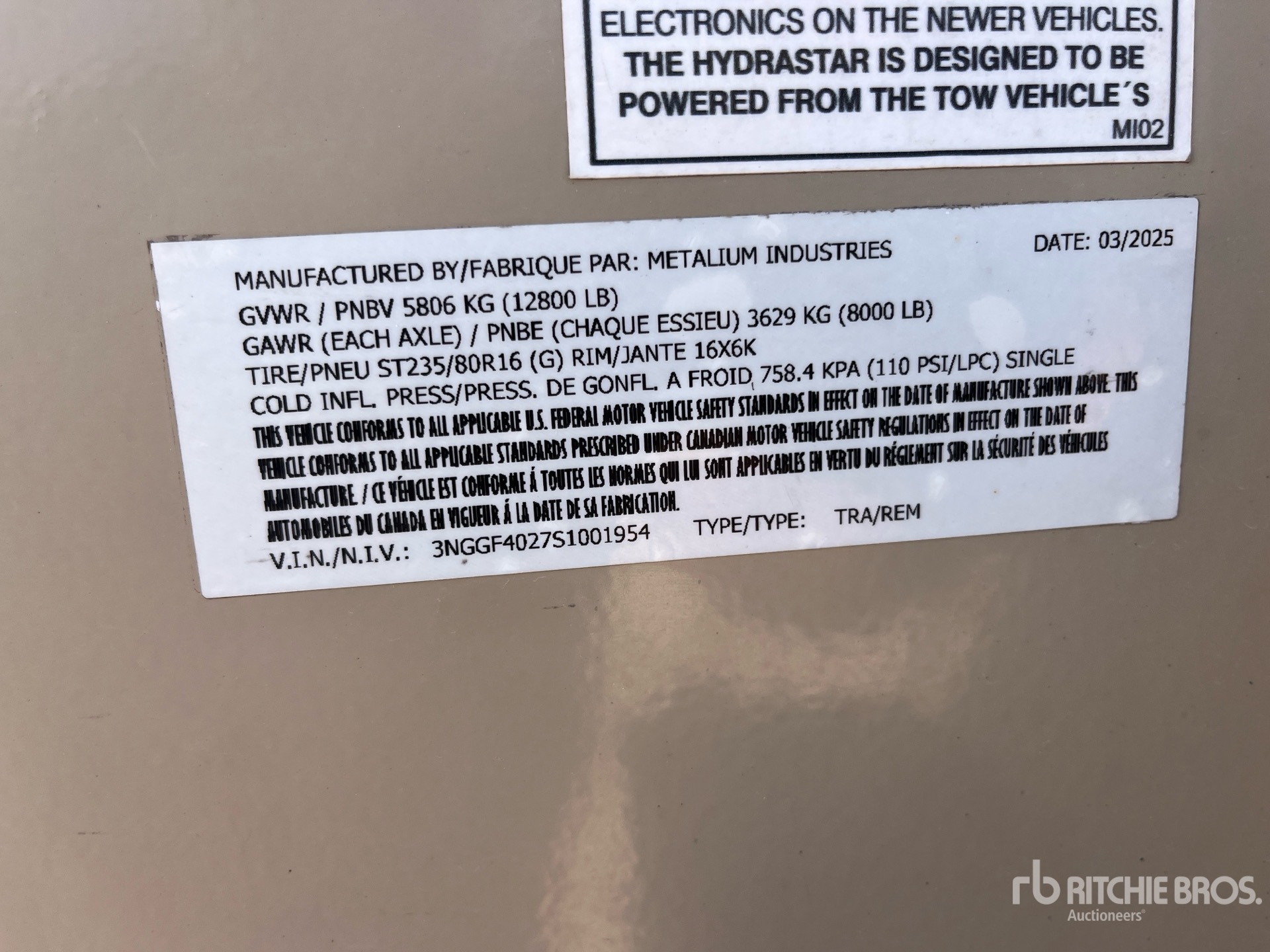 General Appearance with Serial Number / VIN