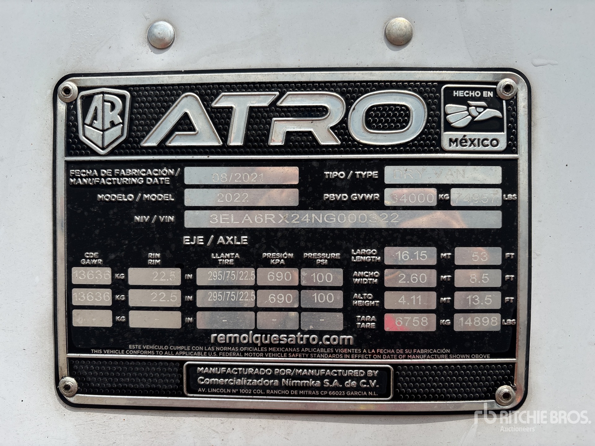 2022 Atro 53 ft x 102 in T/A