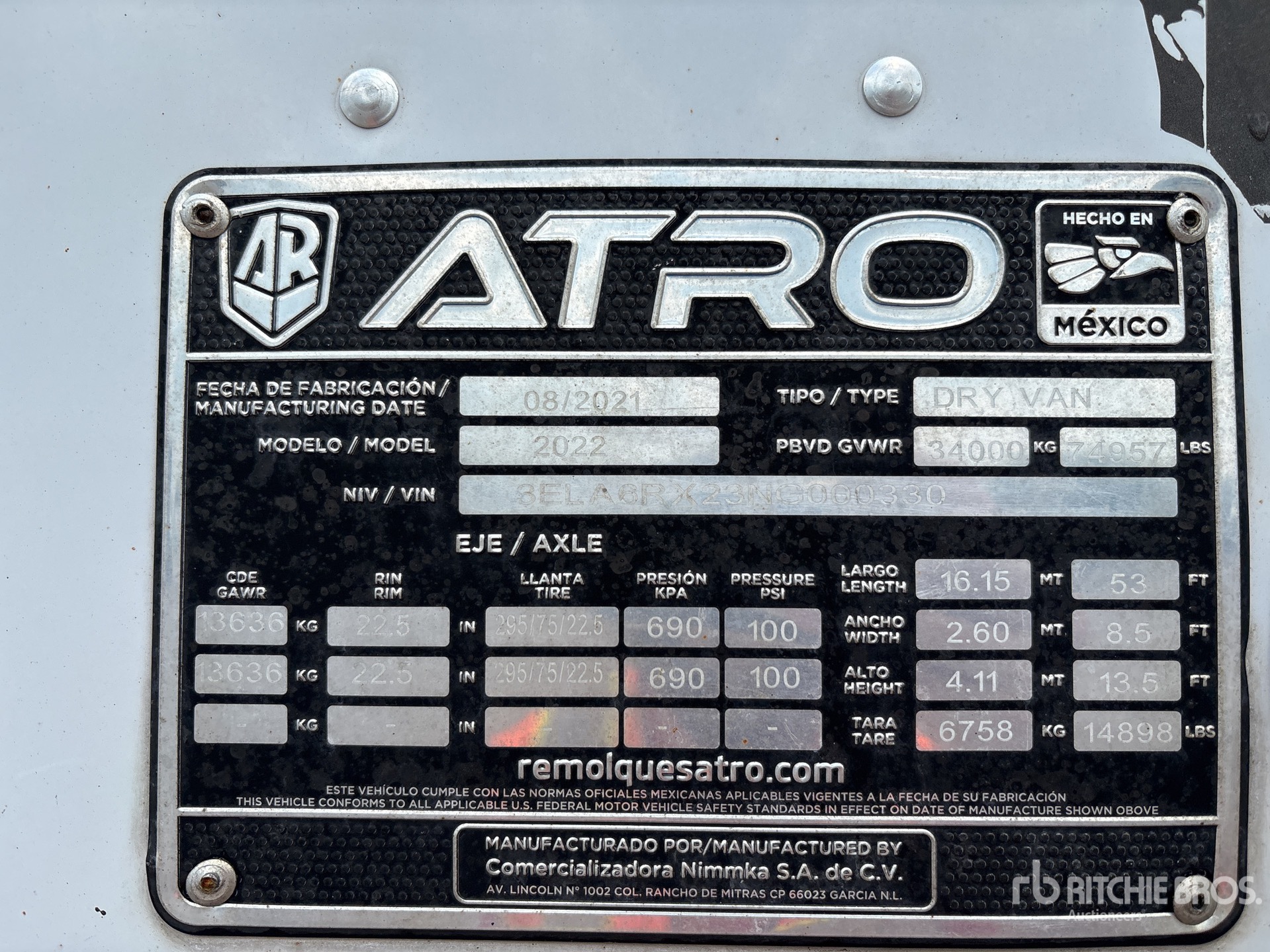2022 Atro 53 ft x 102 in T/A
