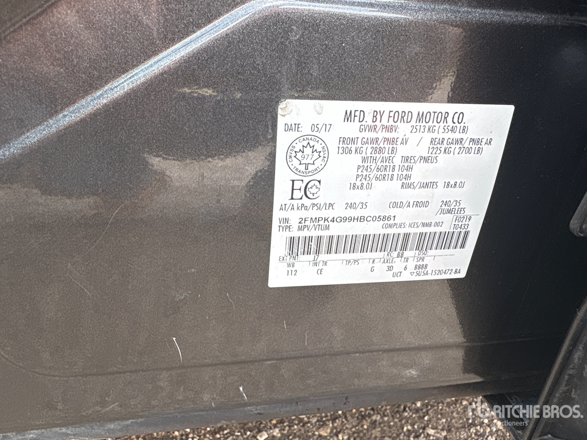 General Appearance with Serial Number / VIN