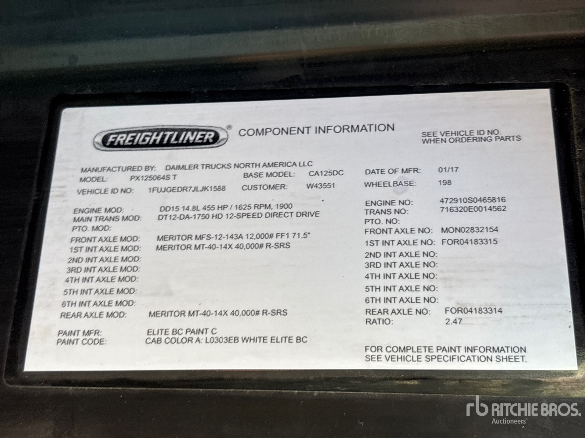 2018 Freightliner CASCADIA 125