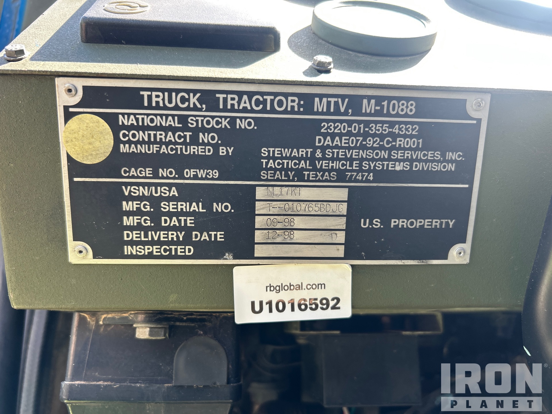 General Appearance with Serial Number / VIN