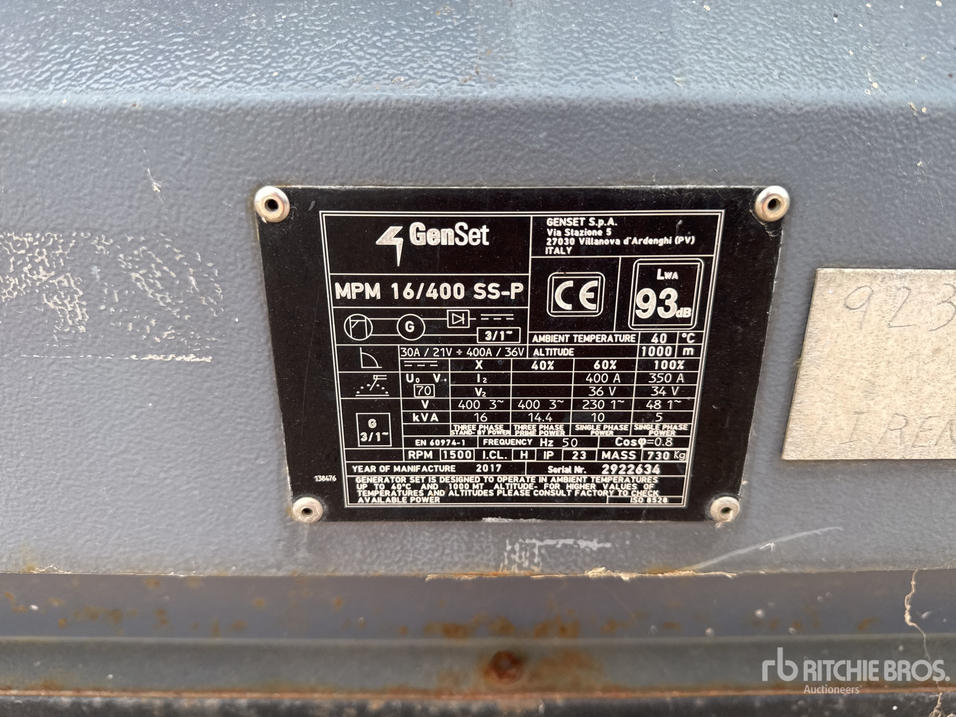 2017 Genset MPM 16/400 SS-P