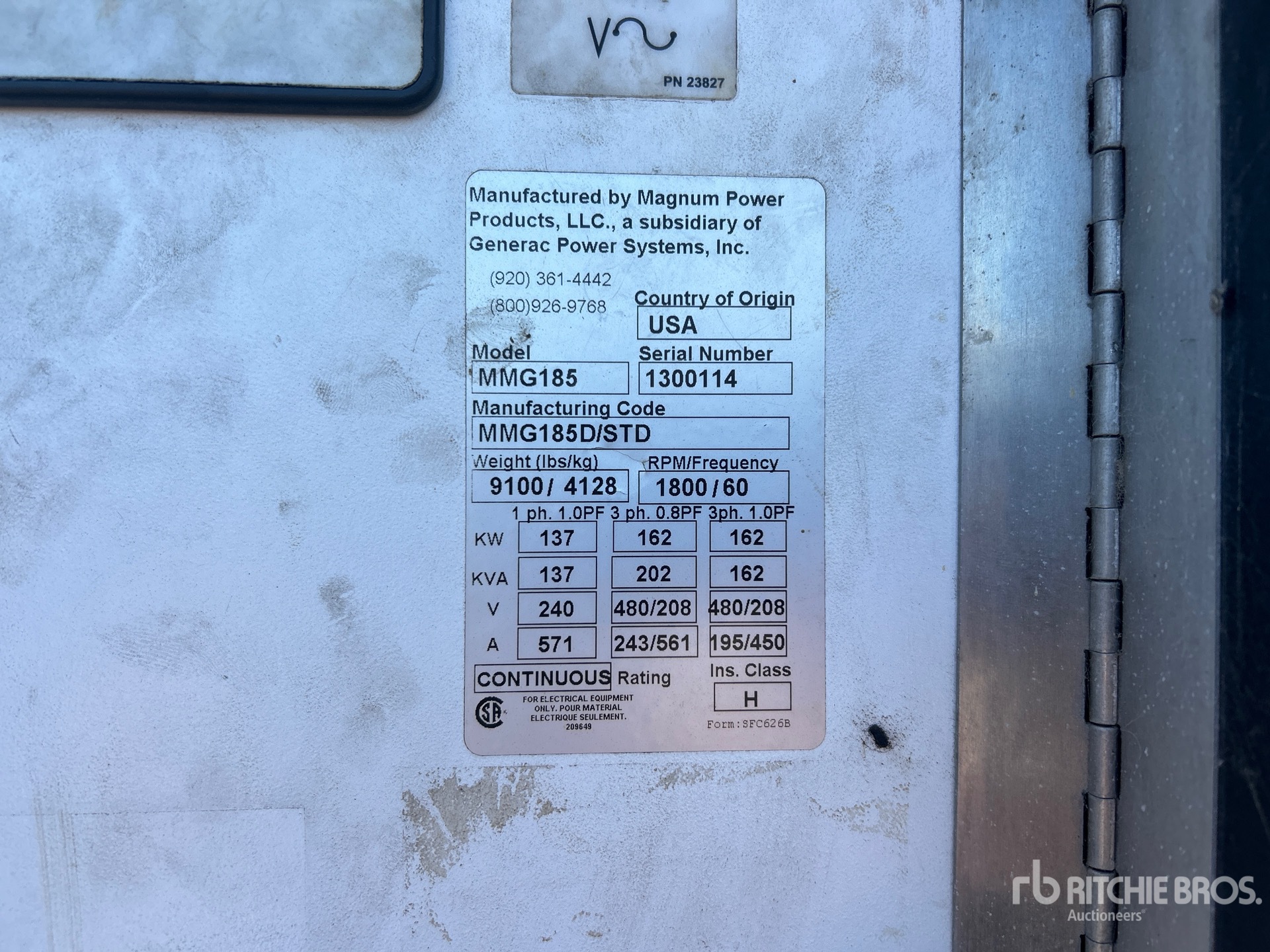General Appearance with Unit Serial Number