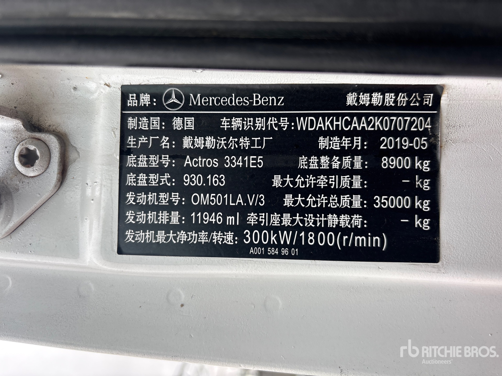 2019 Mercedes-Benz ACTROS 3341E5