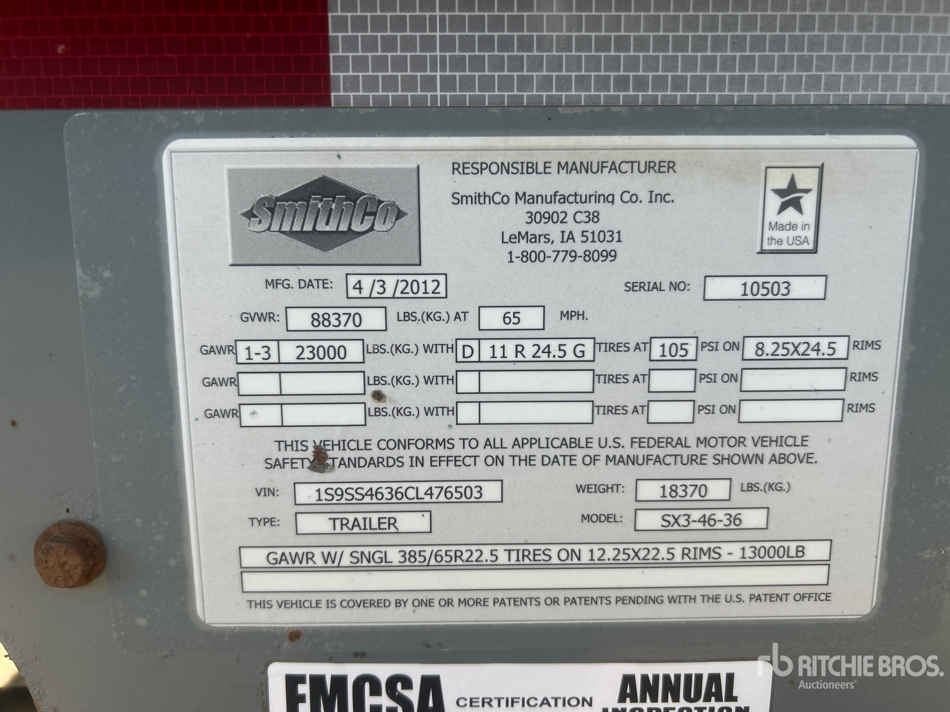 General Appearance with Serial Number / VIN