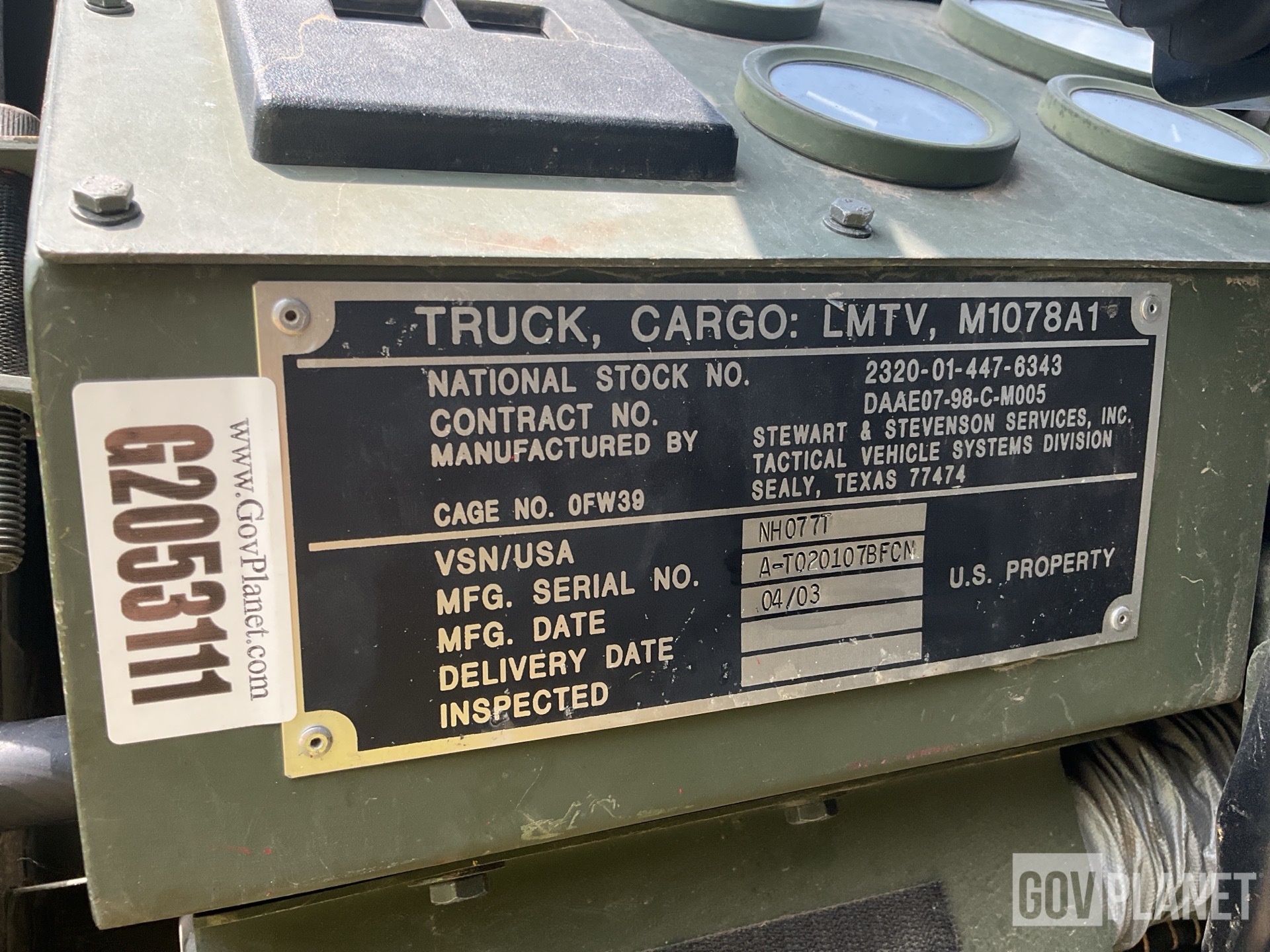 General Appearance with Serial Number / VIN
