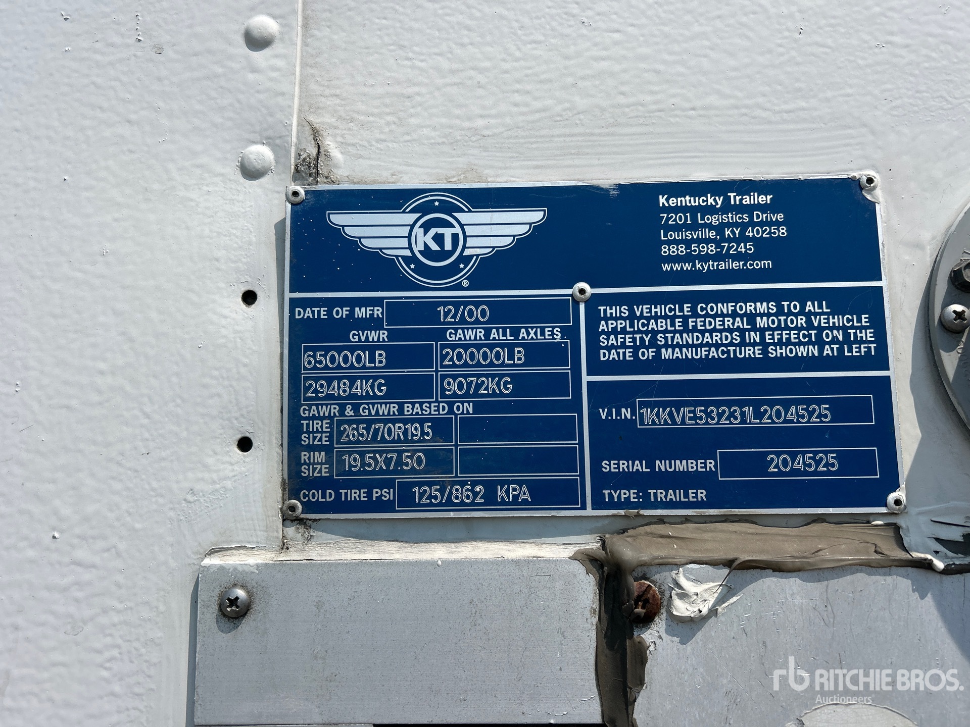 General Appearance with Serial Number / VIN