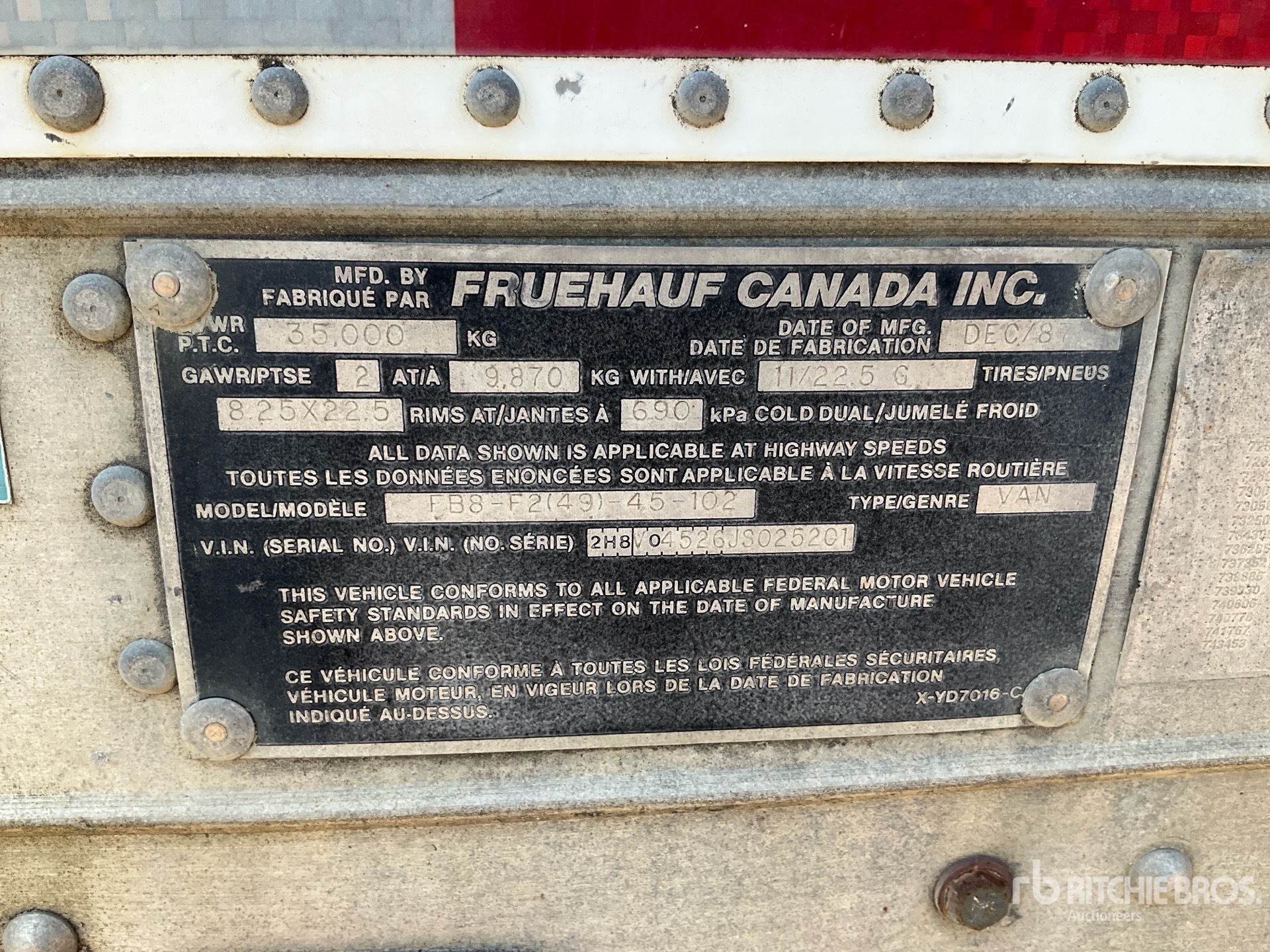 1988 Fruehauf 500 kW 45FT T/A