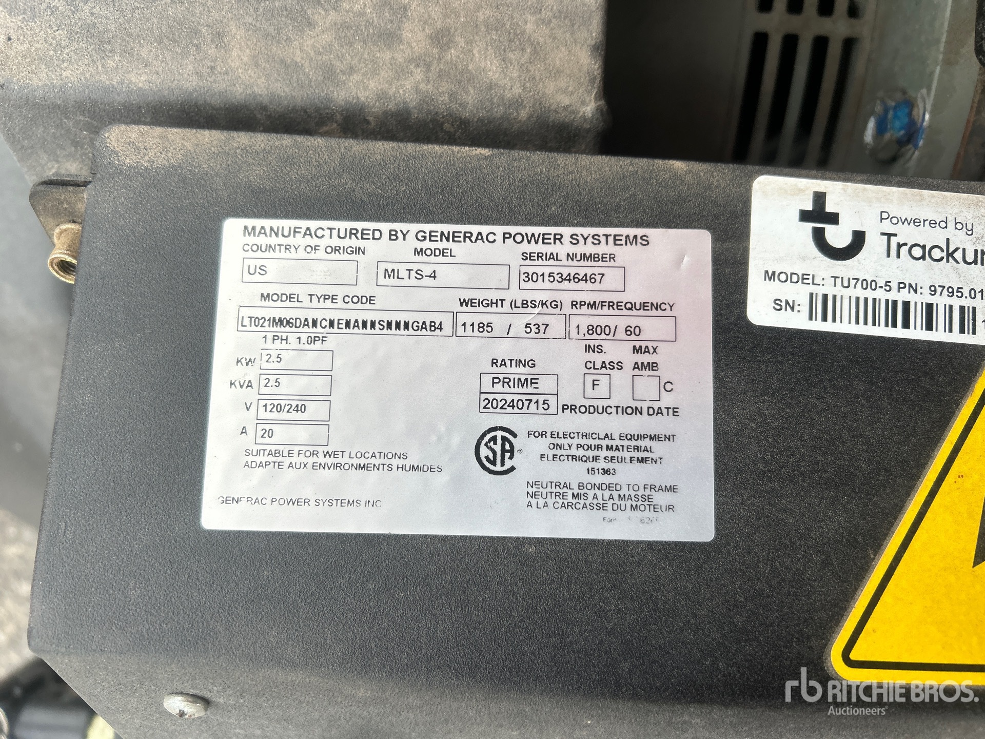 General Appearance with Unit Serial Number
