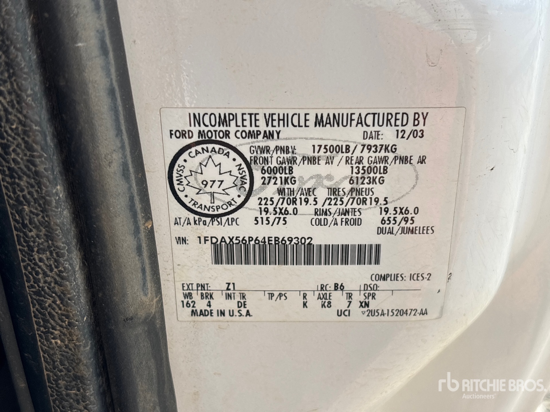 General Appearance with Numéro de série/Numéro d'identification du véhicule automobile