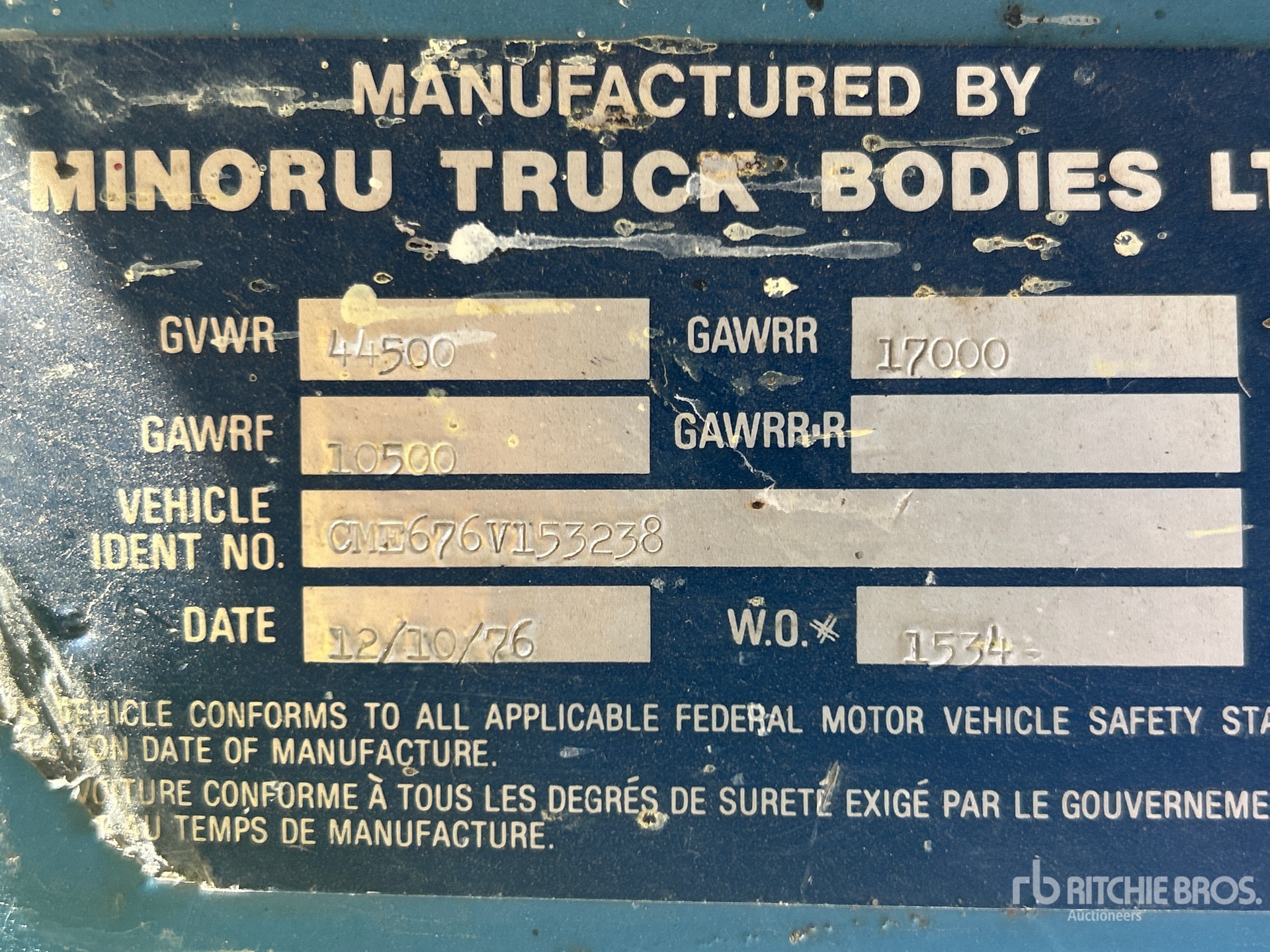 General Appearance with Serial Number / VIN