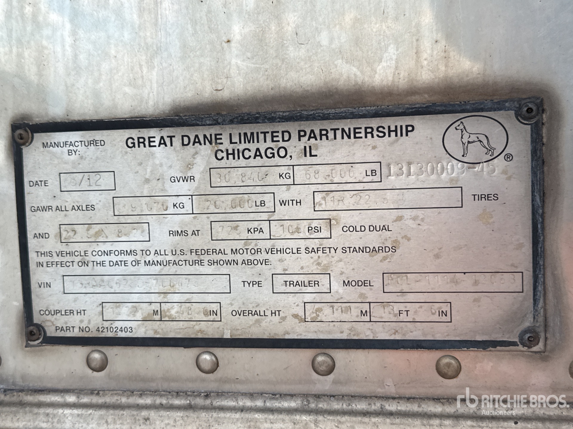 2013 Great Dane 53 ft T/A