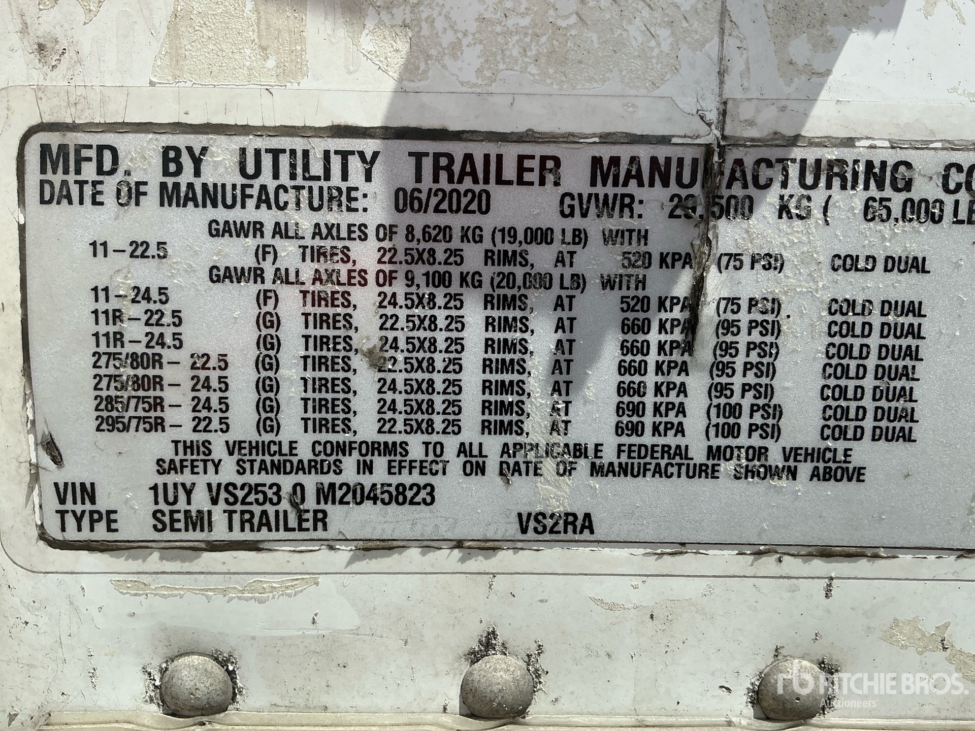 General Appearance with Serial Number / VIN