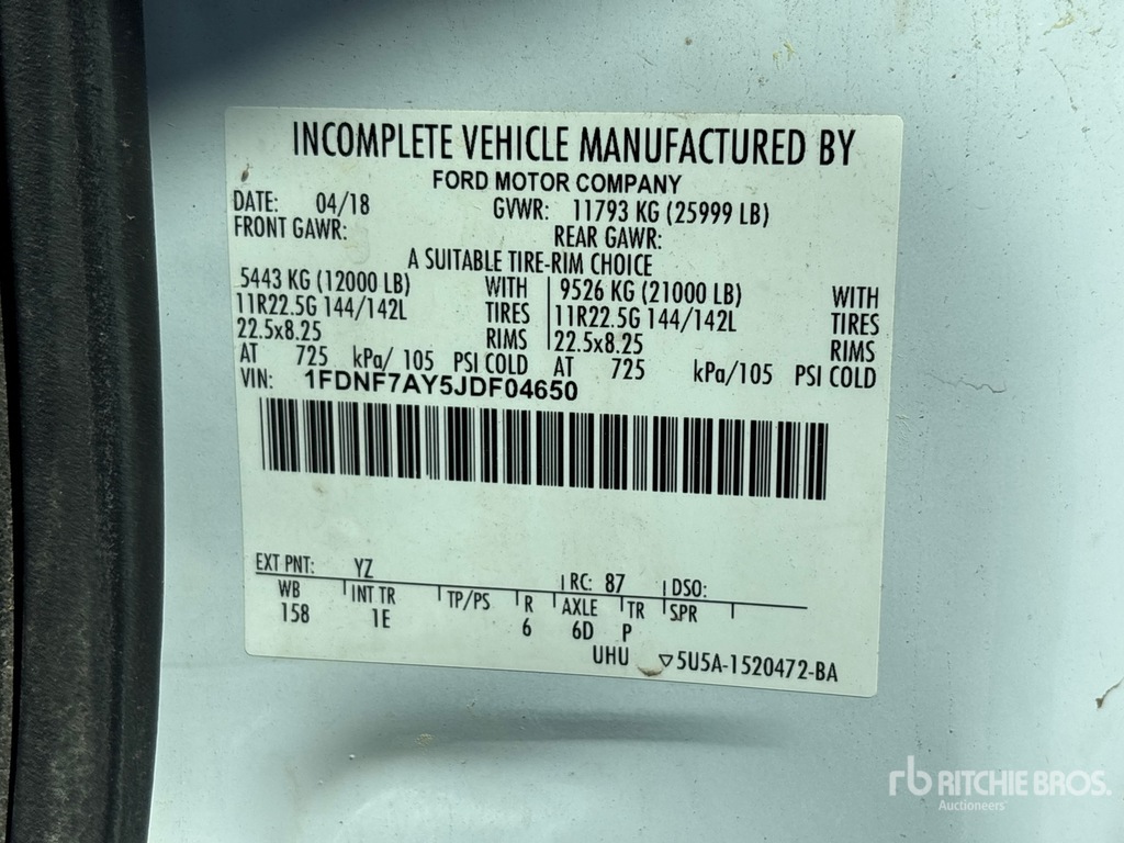 General Appearance with Serial Number / VIN