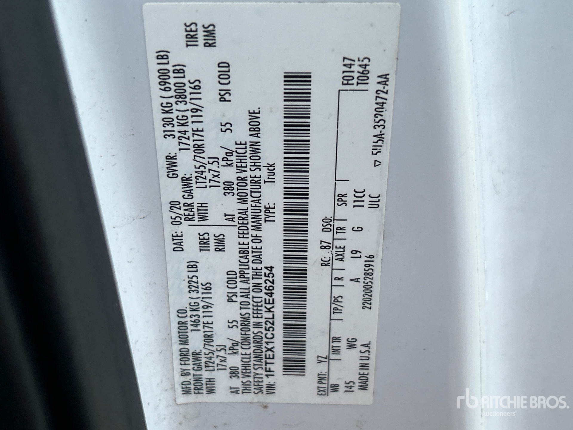 General Appearance with Serial Number / VIN