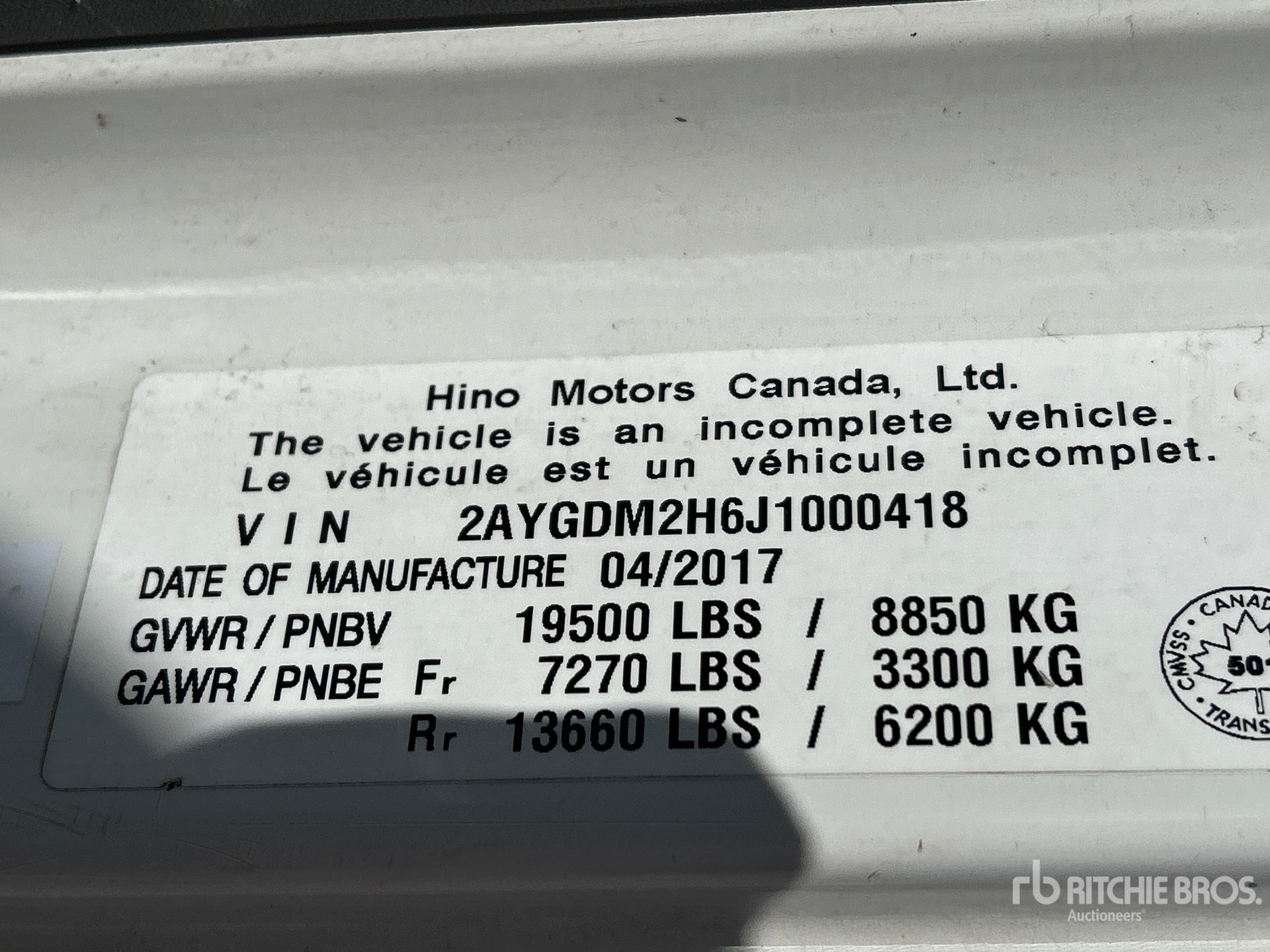 General Appearance with Serial Number / VIN