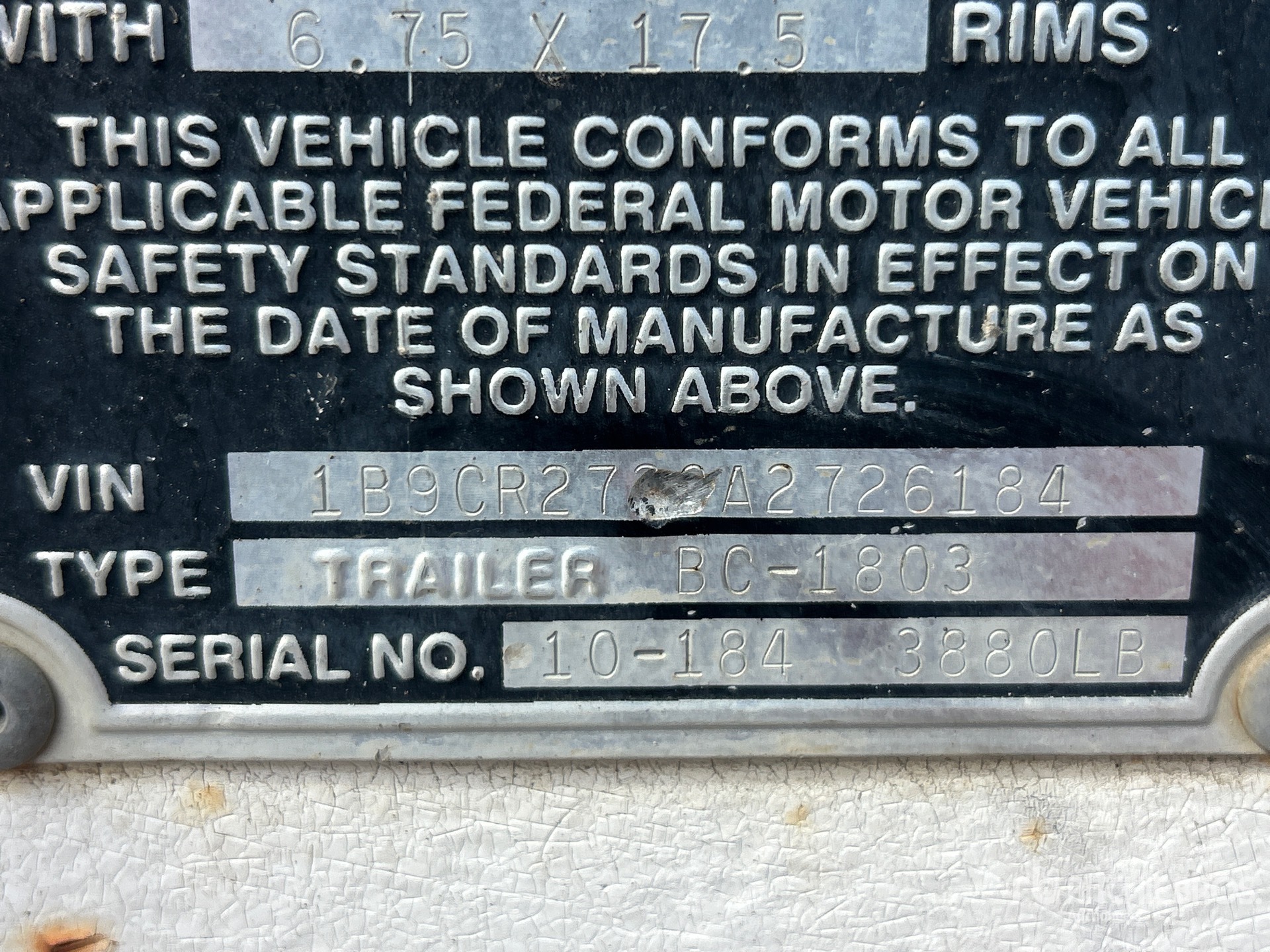 General Appearance with Serial Number / VIN