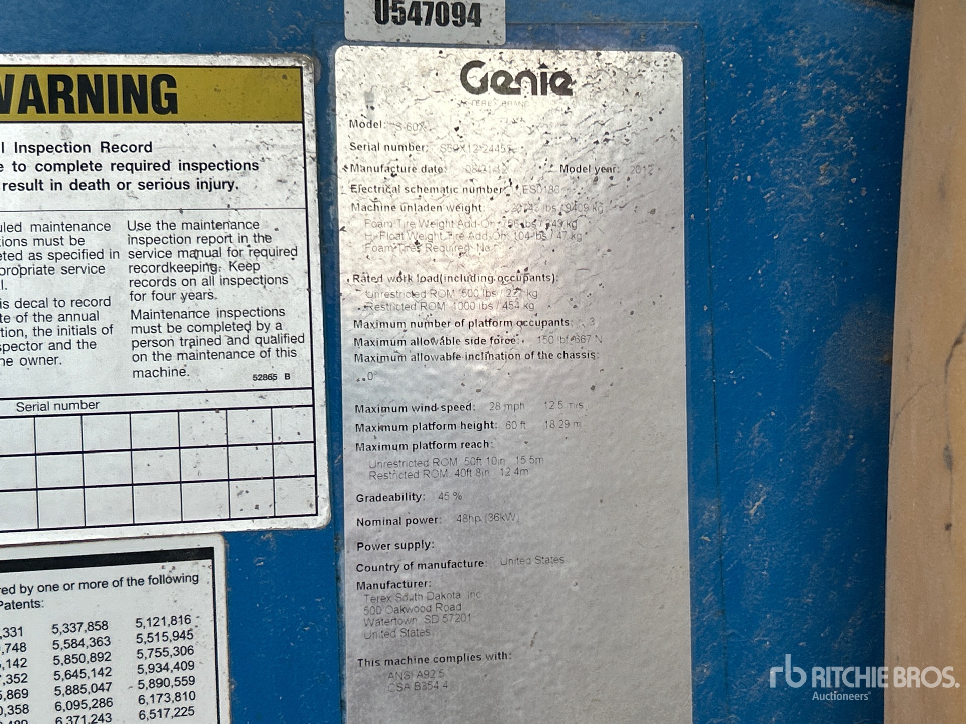 2012 Genie S-60X