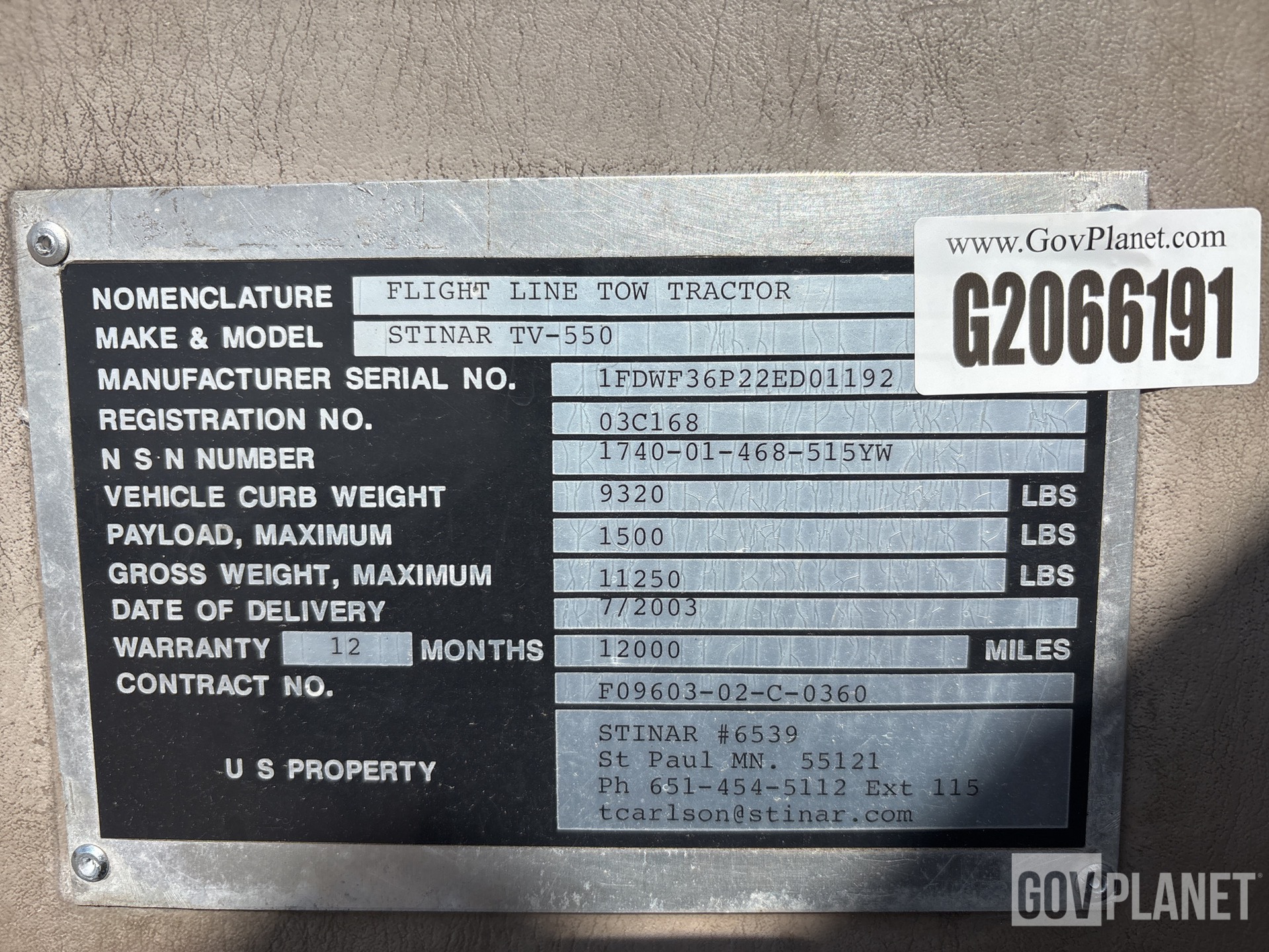 General Appearance with Serial Number / VIN