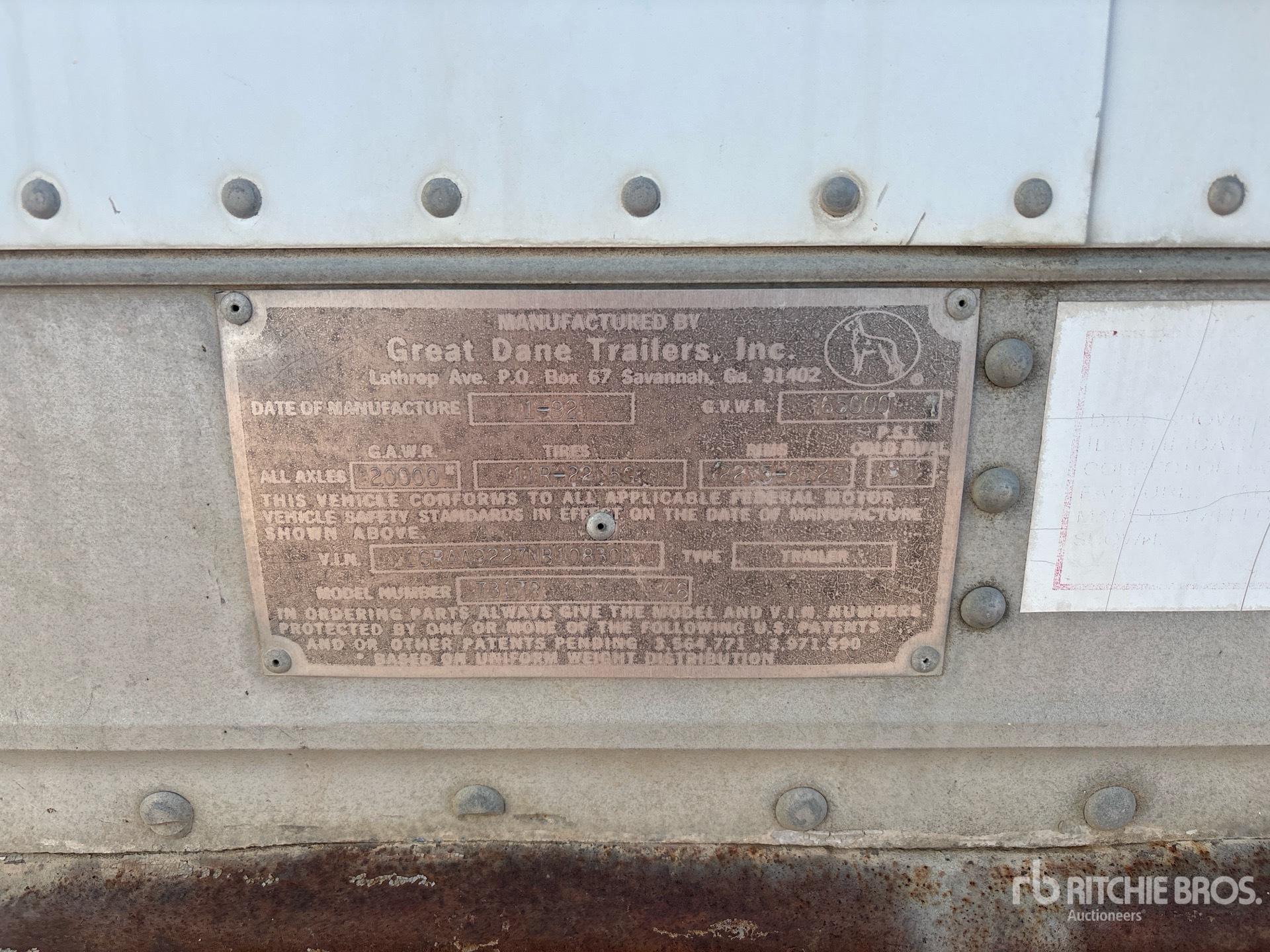 1992 Great Dane 45 ft x 102 in T/A