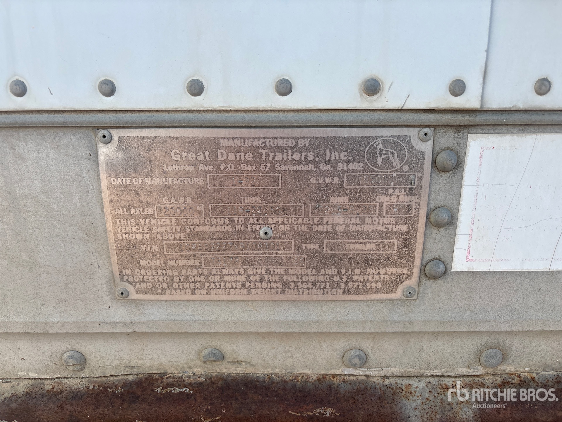 1992 Great Dane 45 ft x 102 in T/A