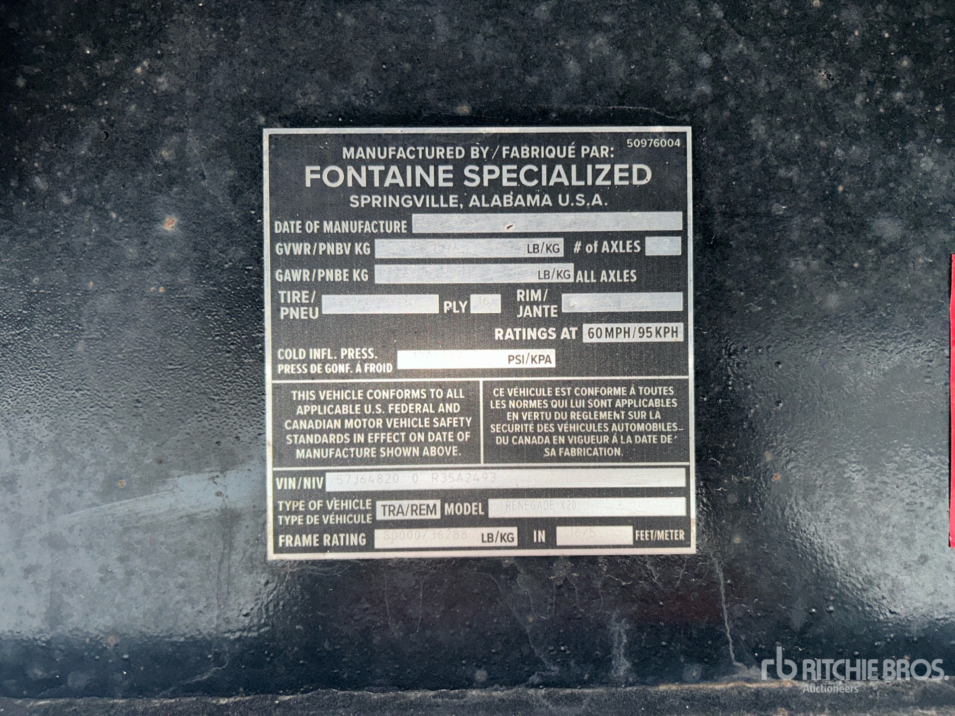 General Appearance with Serial Number / VIN