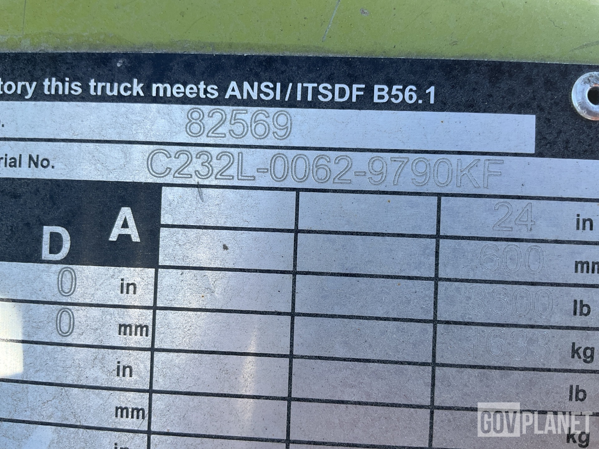 General Appearance with Serial Number / VIN