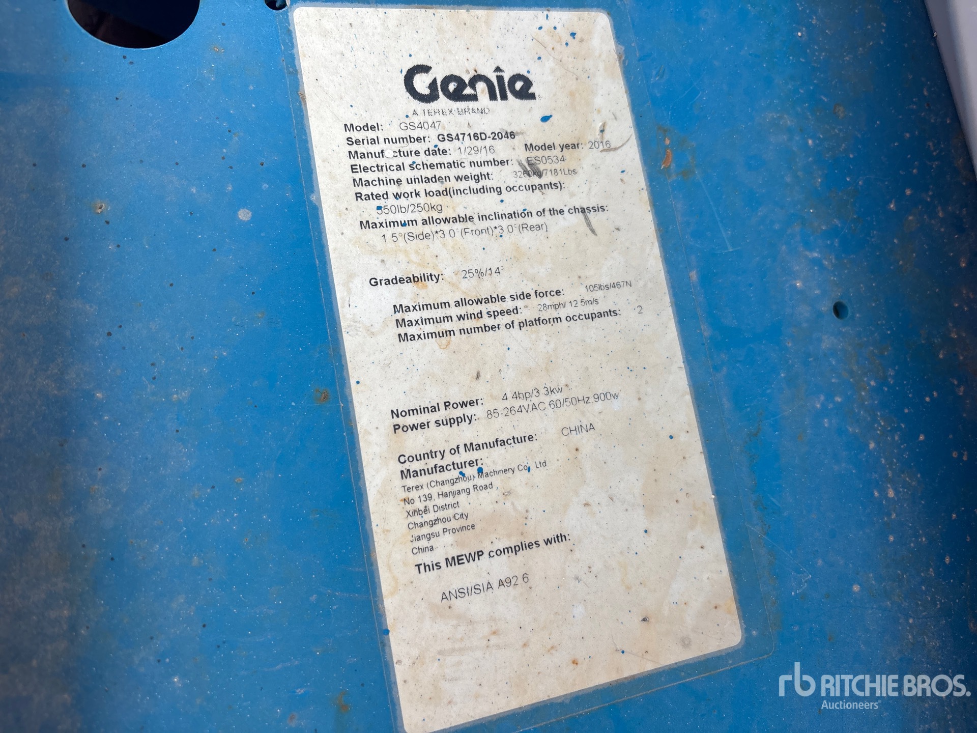 General Appearance with Serial Number / VIN