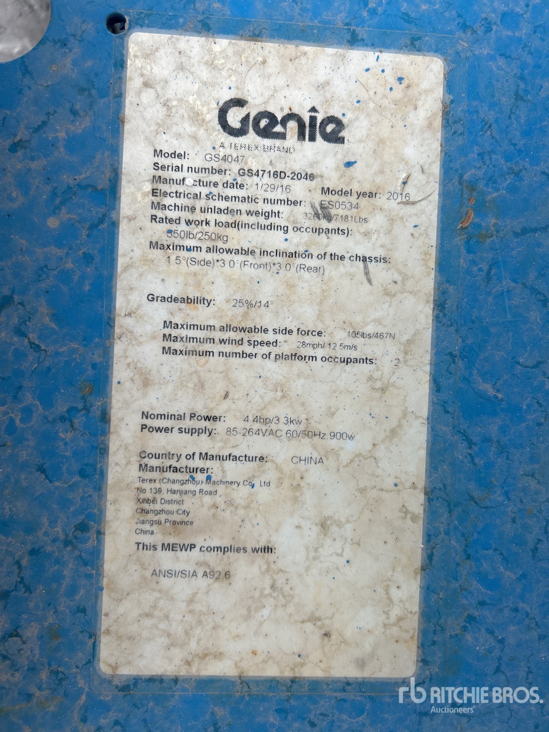 2016 Genie GS-4047