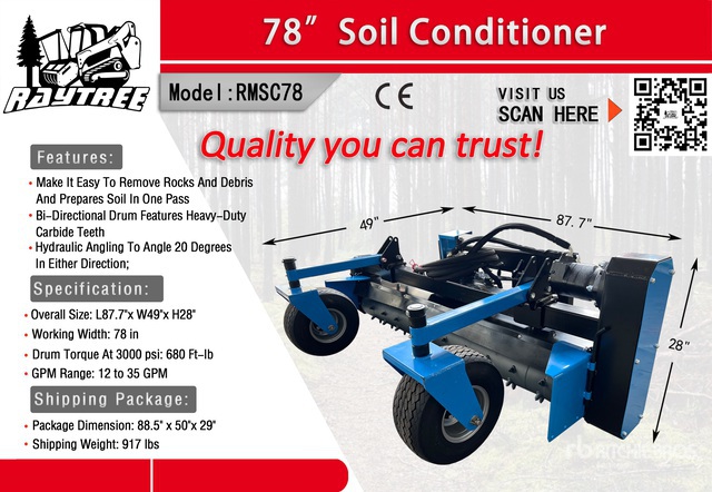 2026 Raytree RMSC78 Skid Steer Power Rake