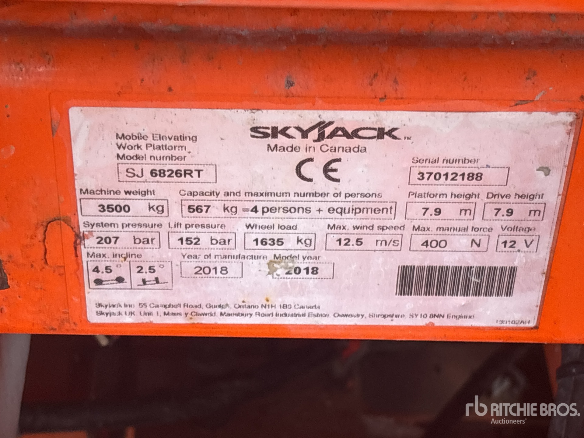 2018 Skyjack SJ6826RT