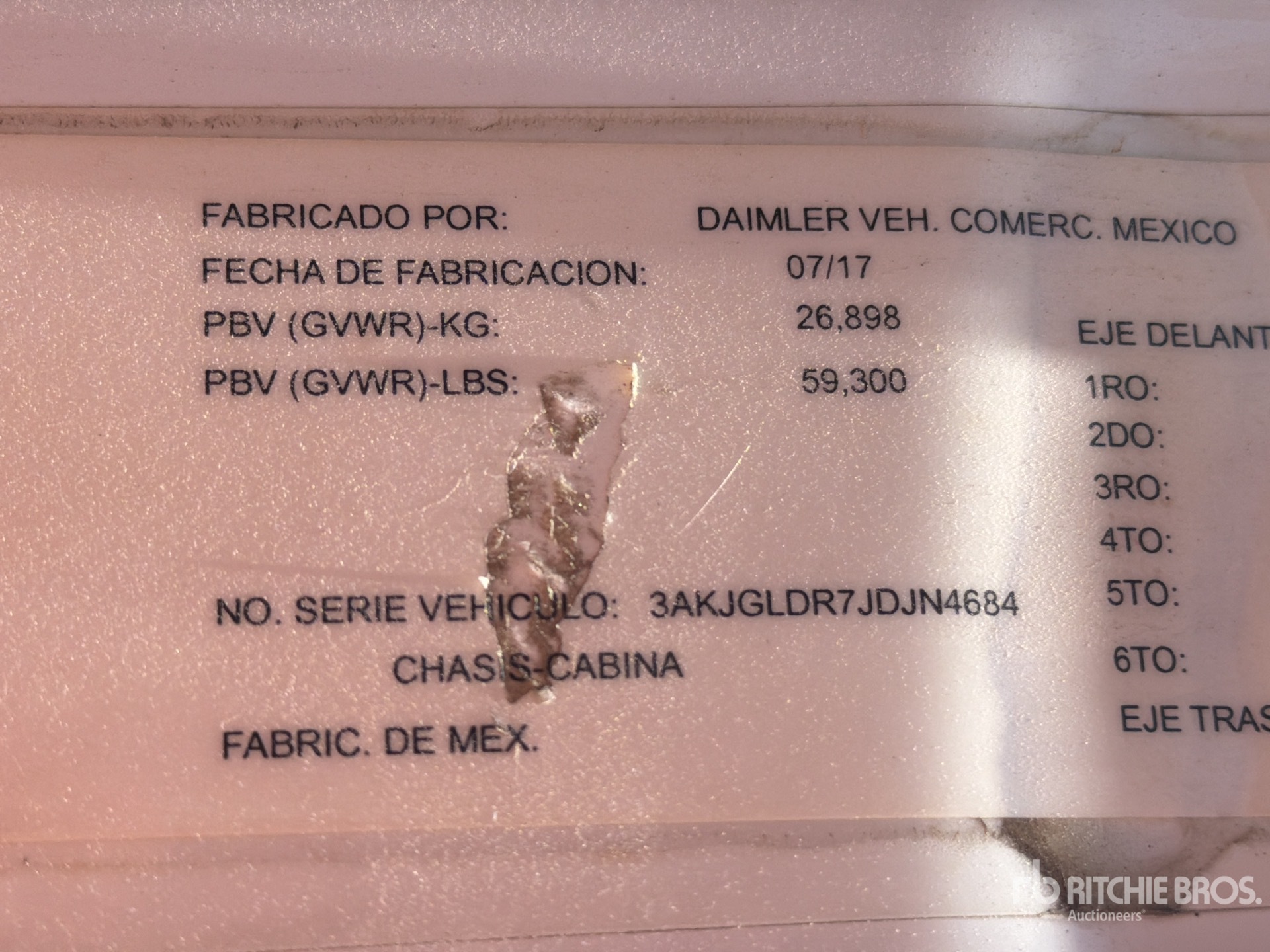 General Appearance with Serial Number / VIN