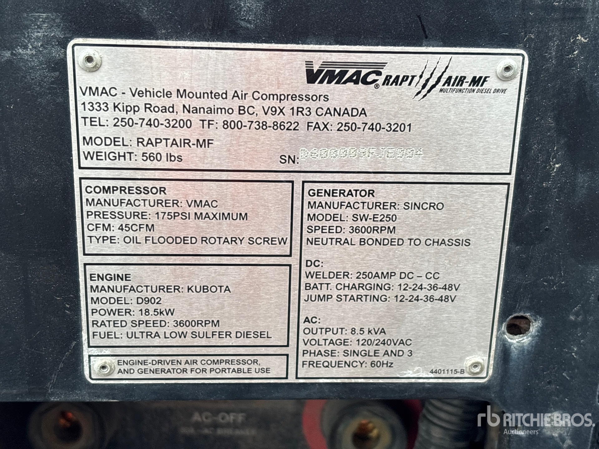 General Appearance with Serial Number / VIN