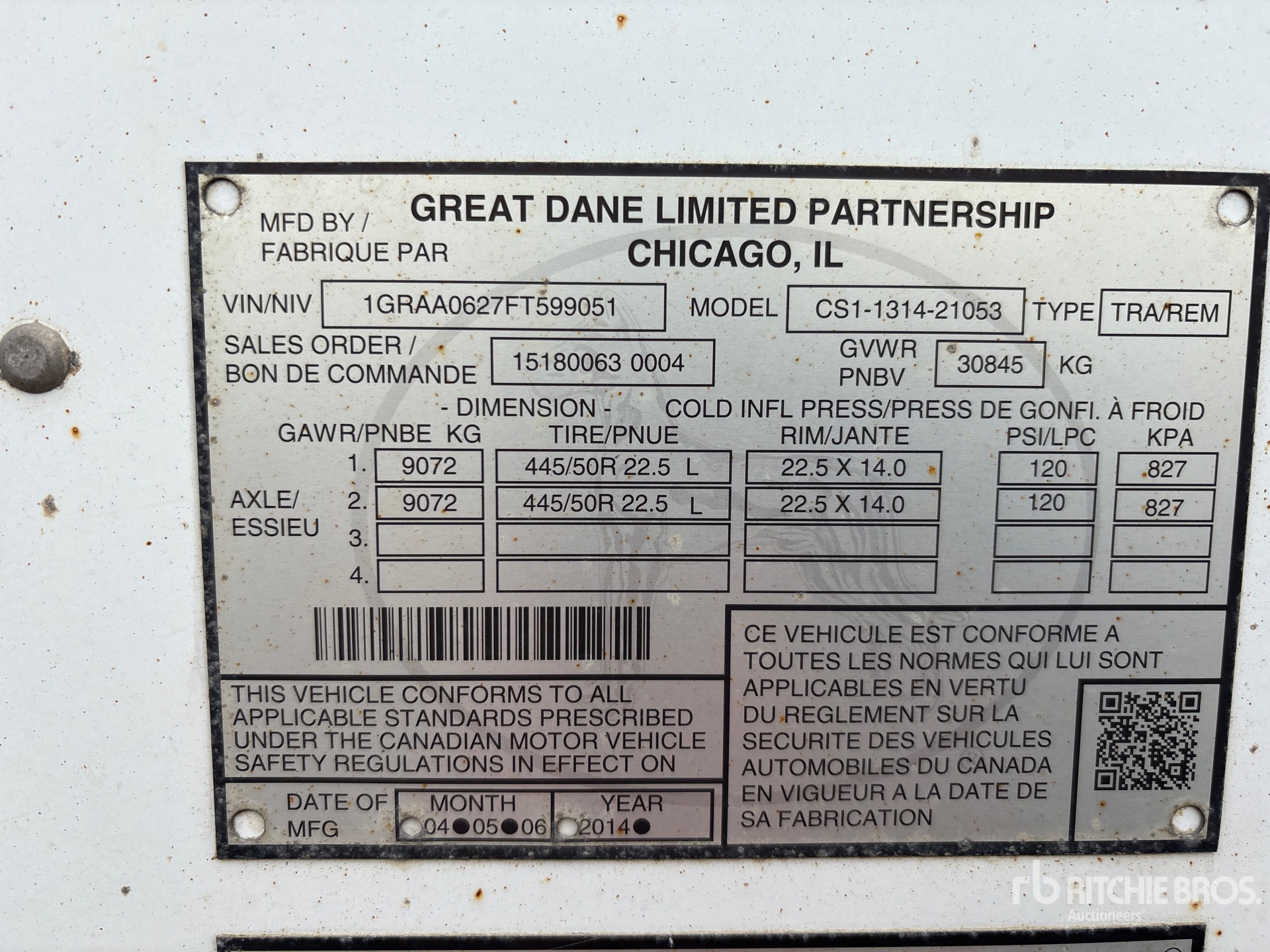 2015 Great Dane 53 FT X 102 IN T/A