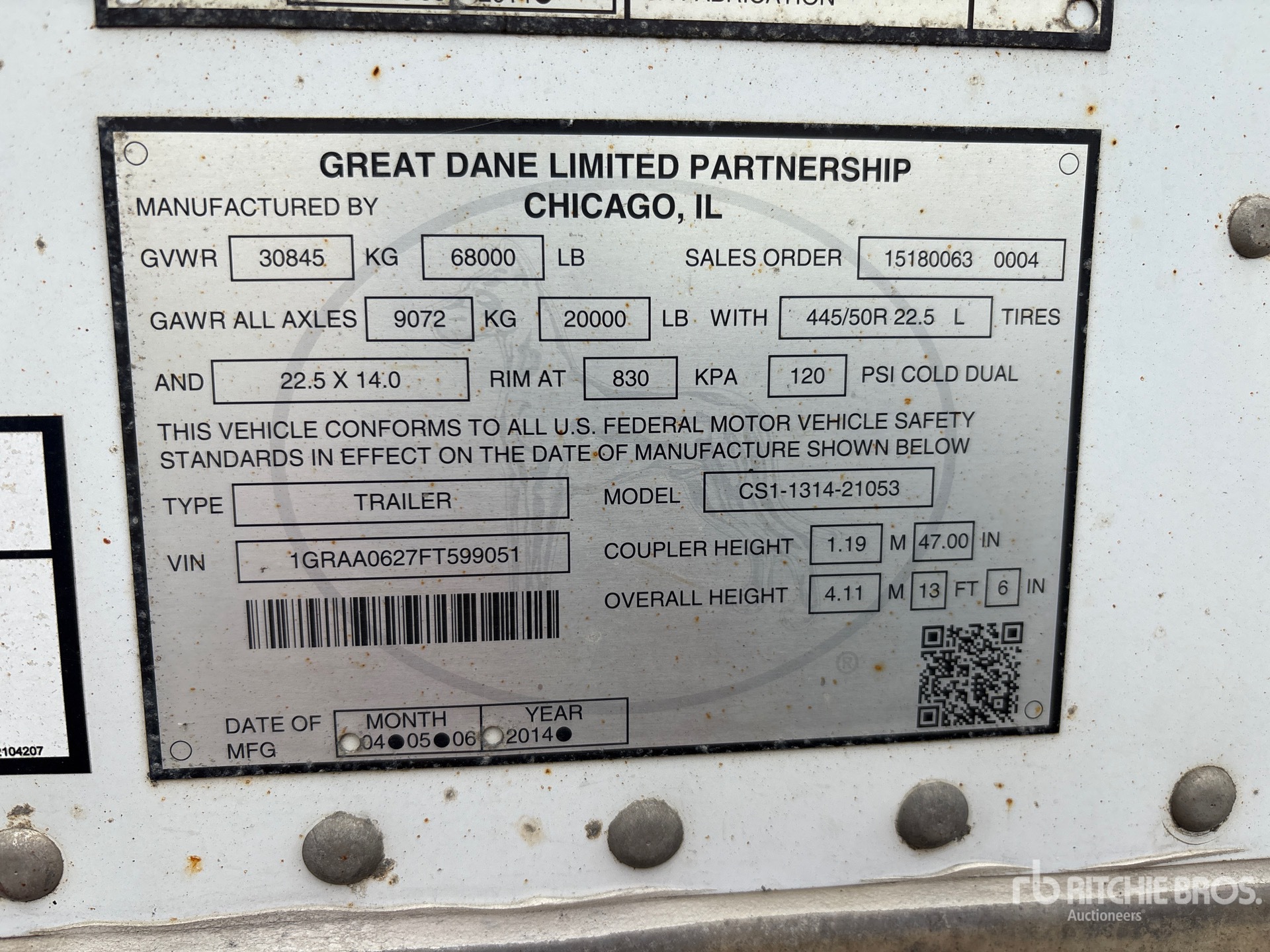 2015 Great Dane 53 FT X 102 IN T/A