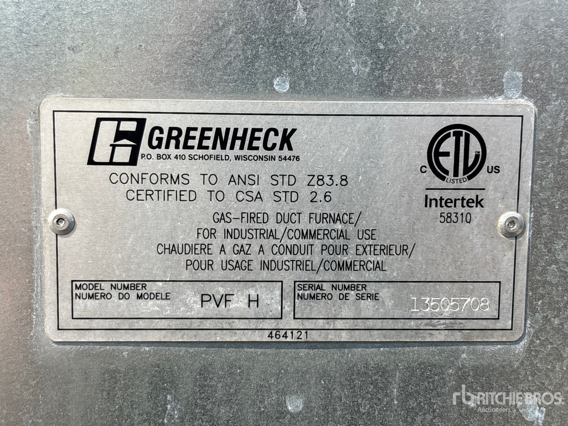 General Appearance with Serial Number / VIN