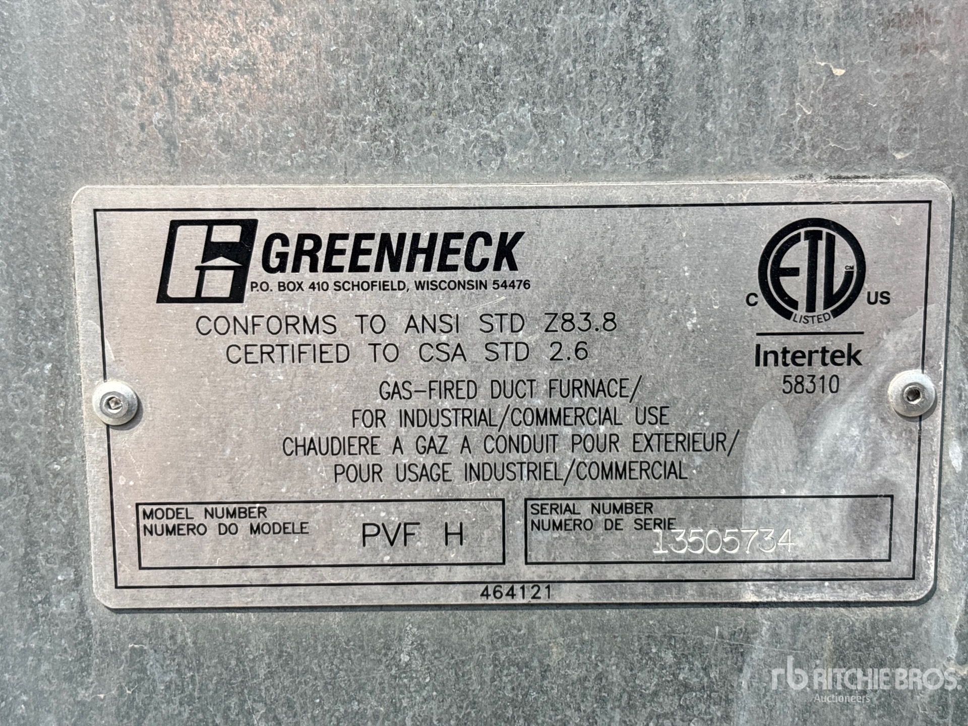 General Appearance with Serial Number / VIN