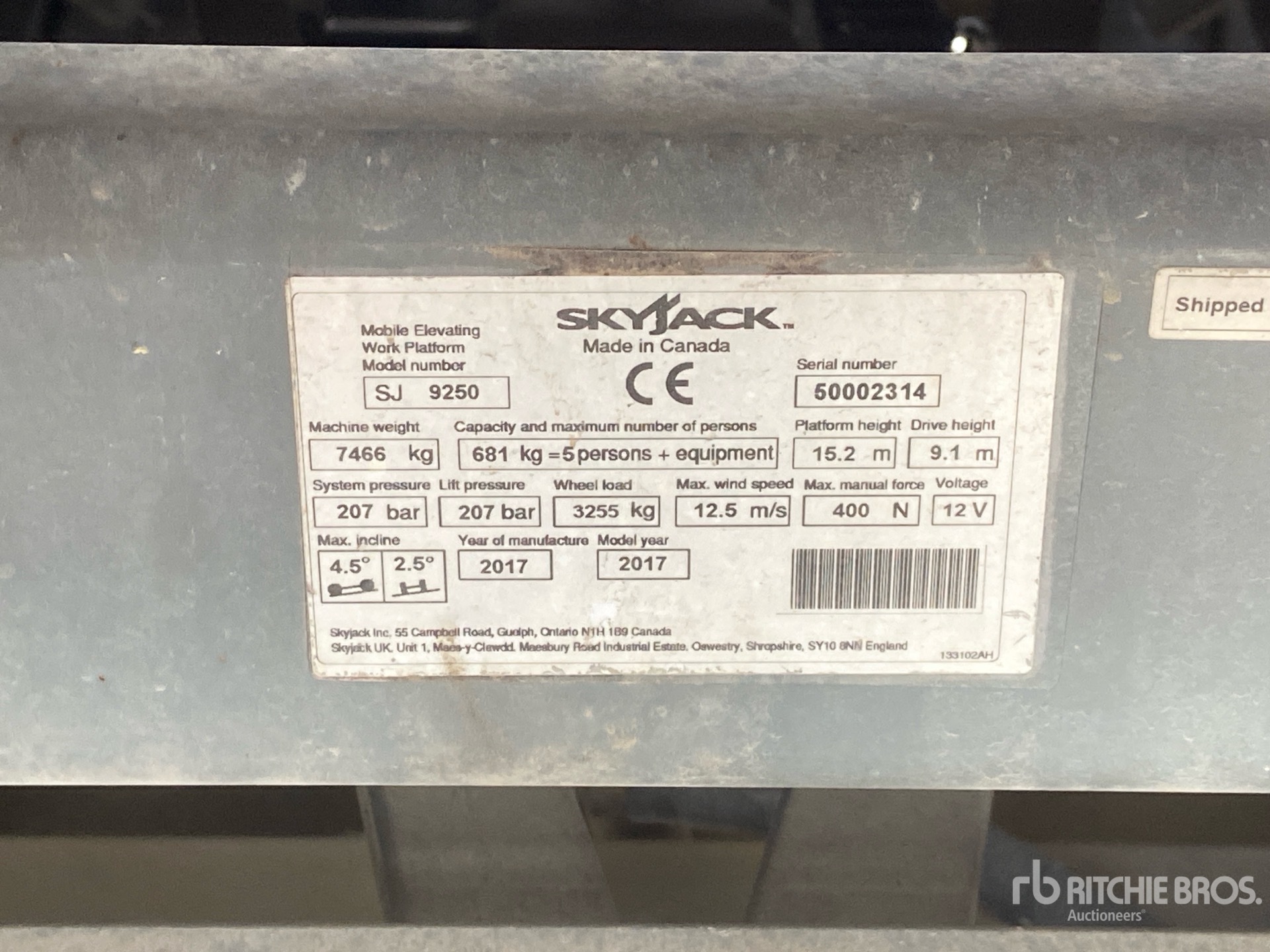 2017 Skyjack SJ9250