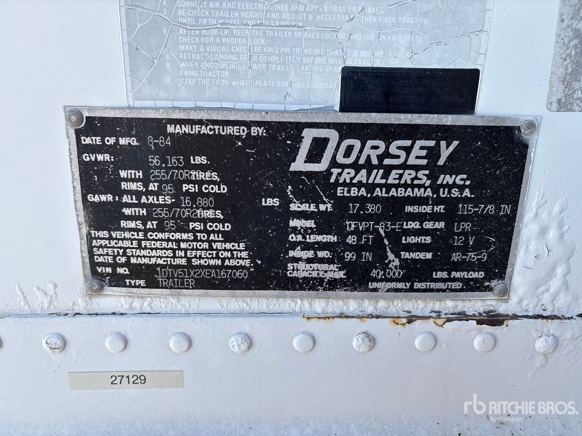 1984 Dorsey 51 ft x 102 in T/A