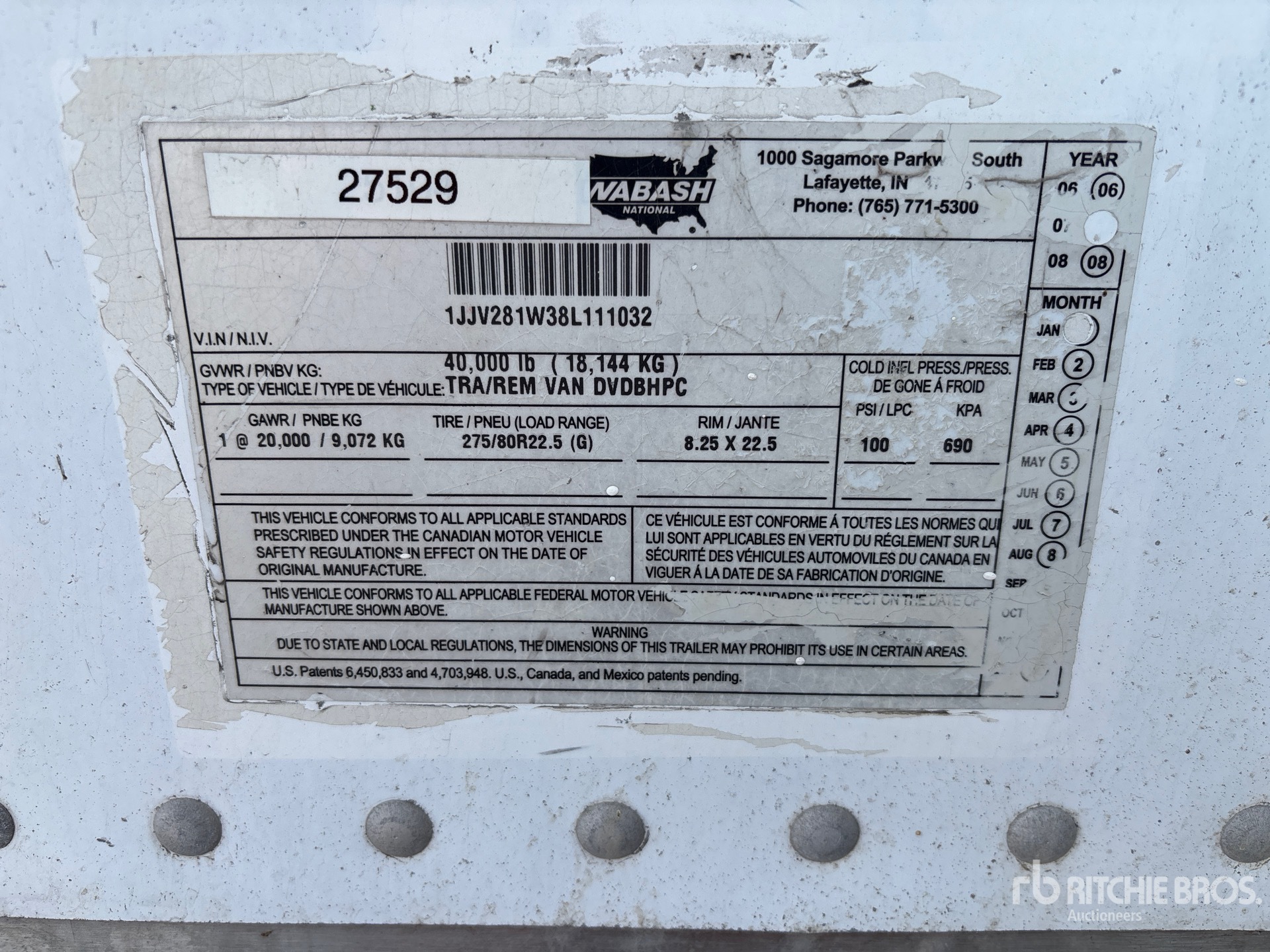 2008 Wabash 28 ft x 102 in S/A