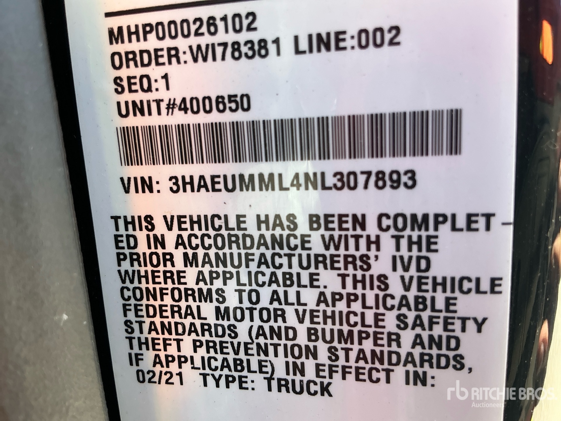 2022 International MV607